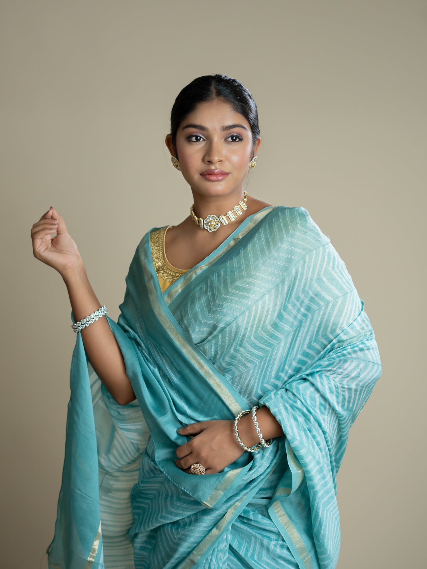 Shrija Blue Shibori Saree