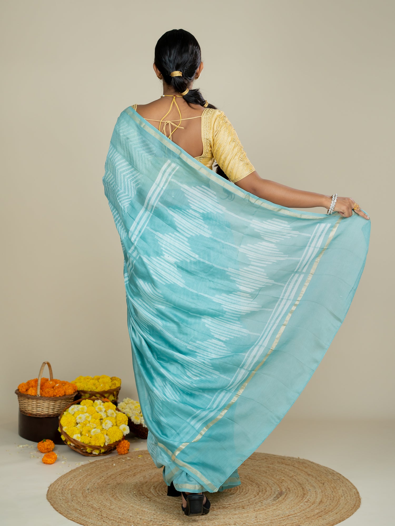 Shrija Blue Shibori Saree