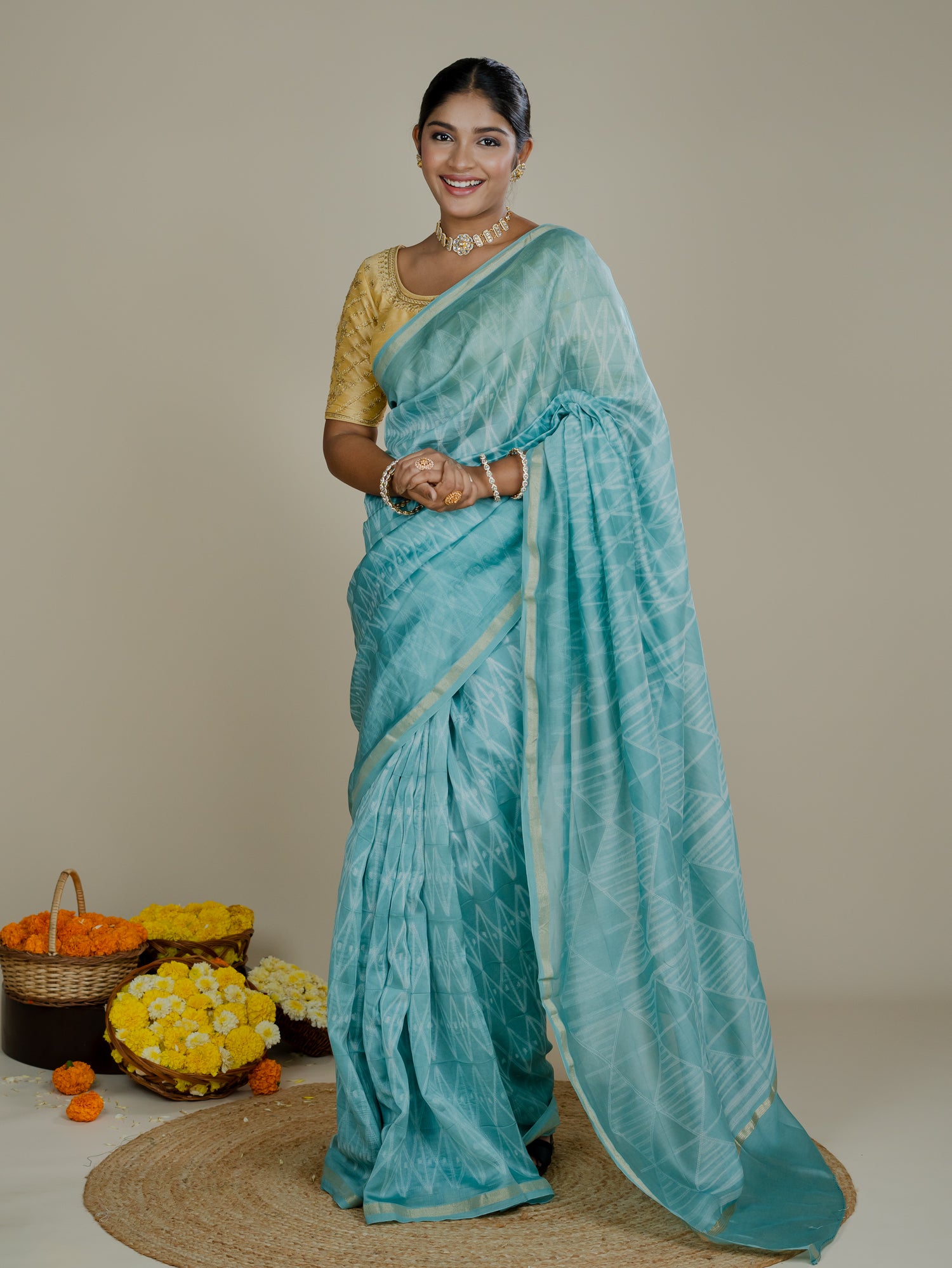 Kavita Blue Shibori Saree