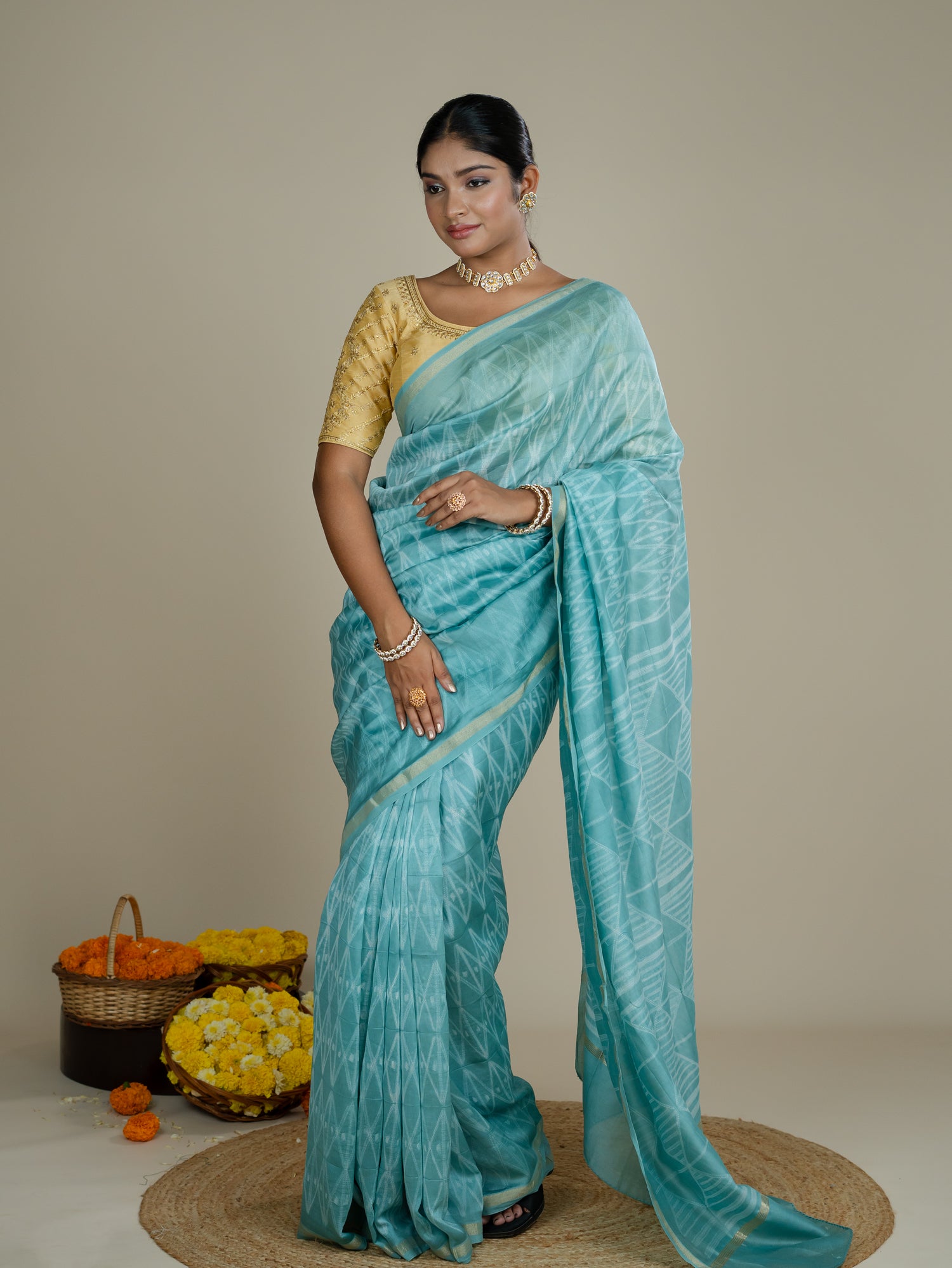 Kavita Blue Shibori Saree