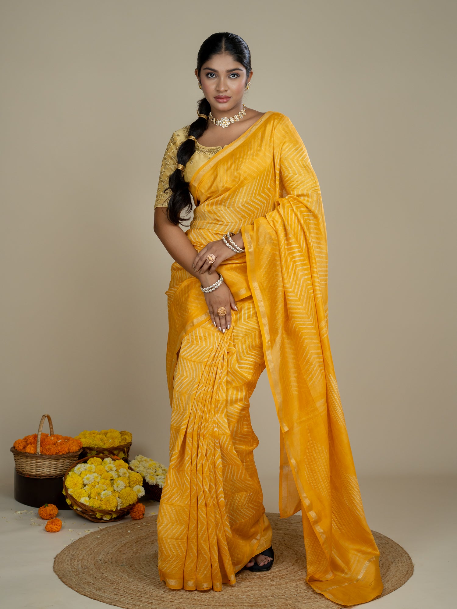 Shrija Yellow Shibori Saree