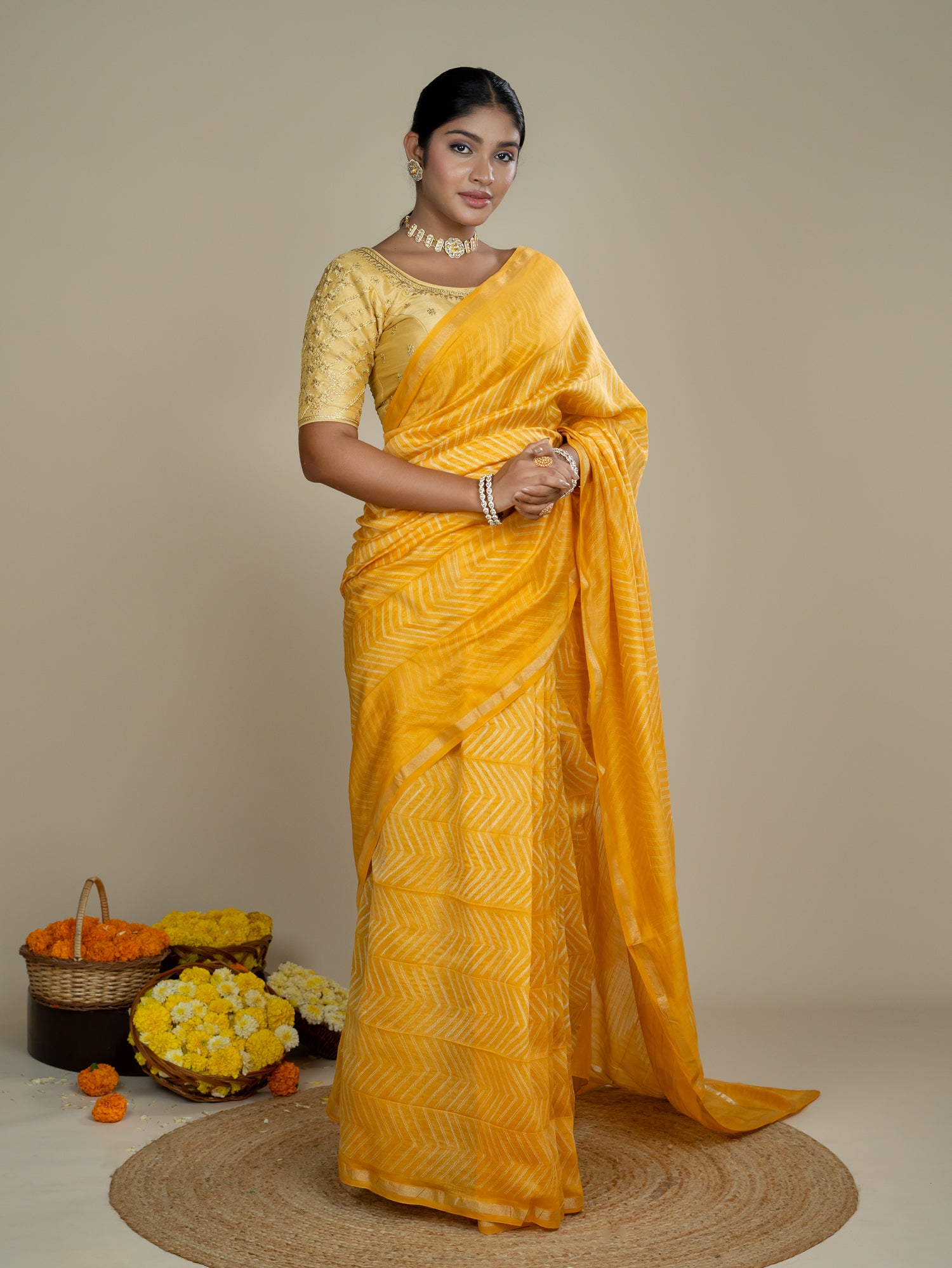 Shrija Yellow Shibori Saree