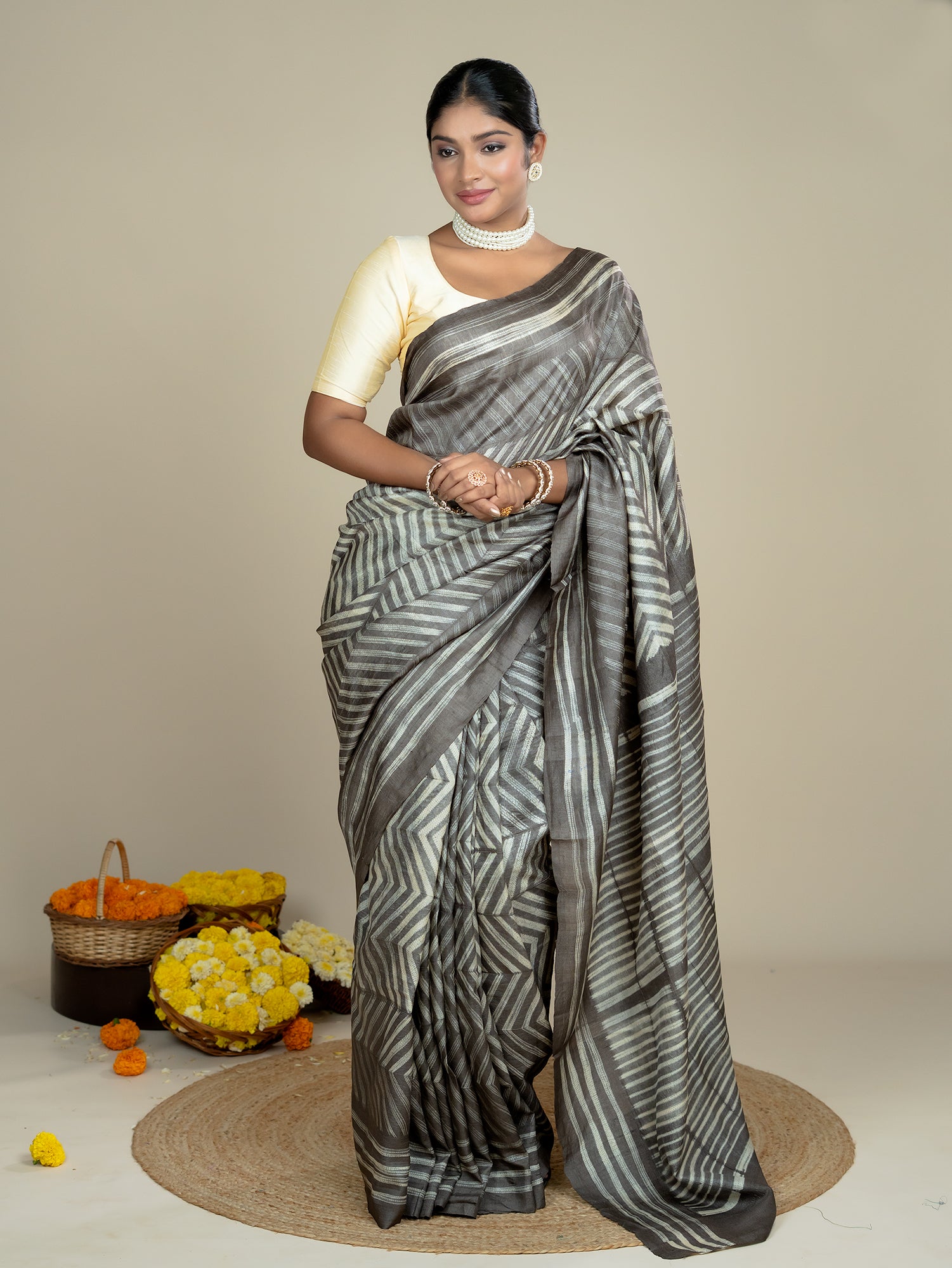 Roopika Brown Shibori Saree