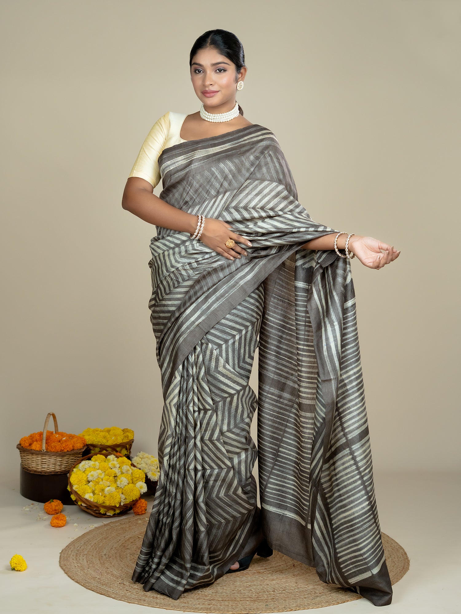 Roopika Brown Shibori Saree