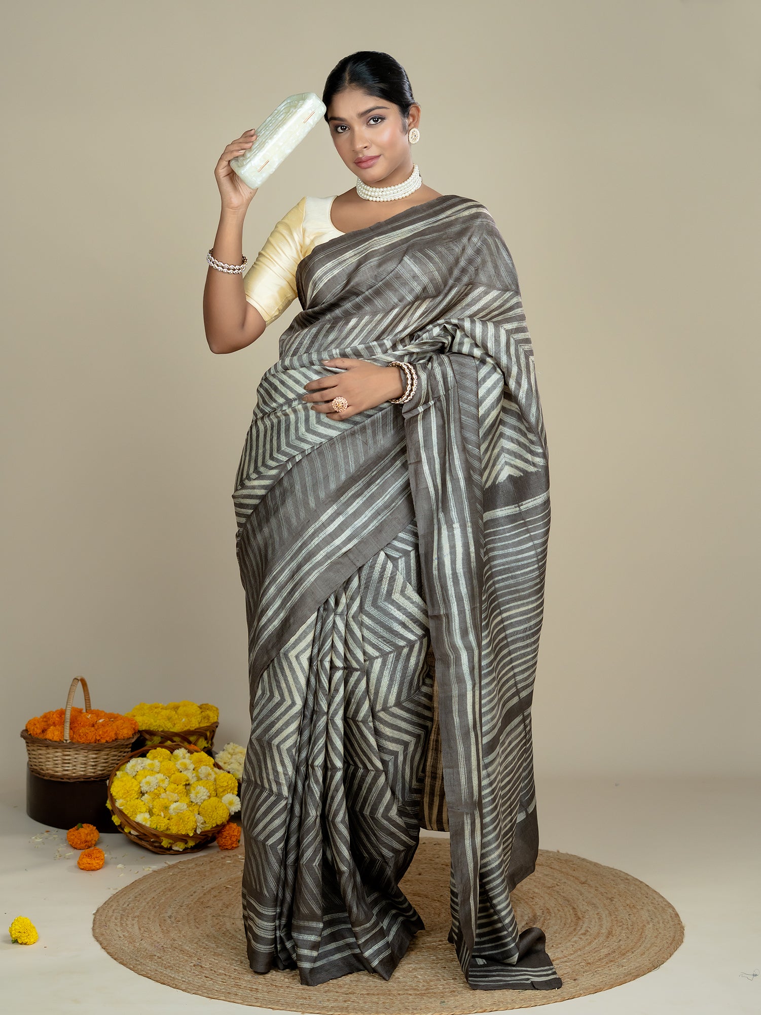 Roopika Brown Shibori Saree
