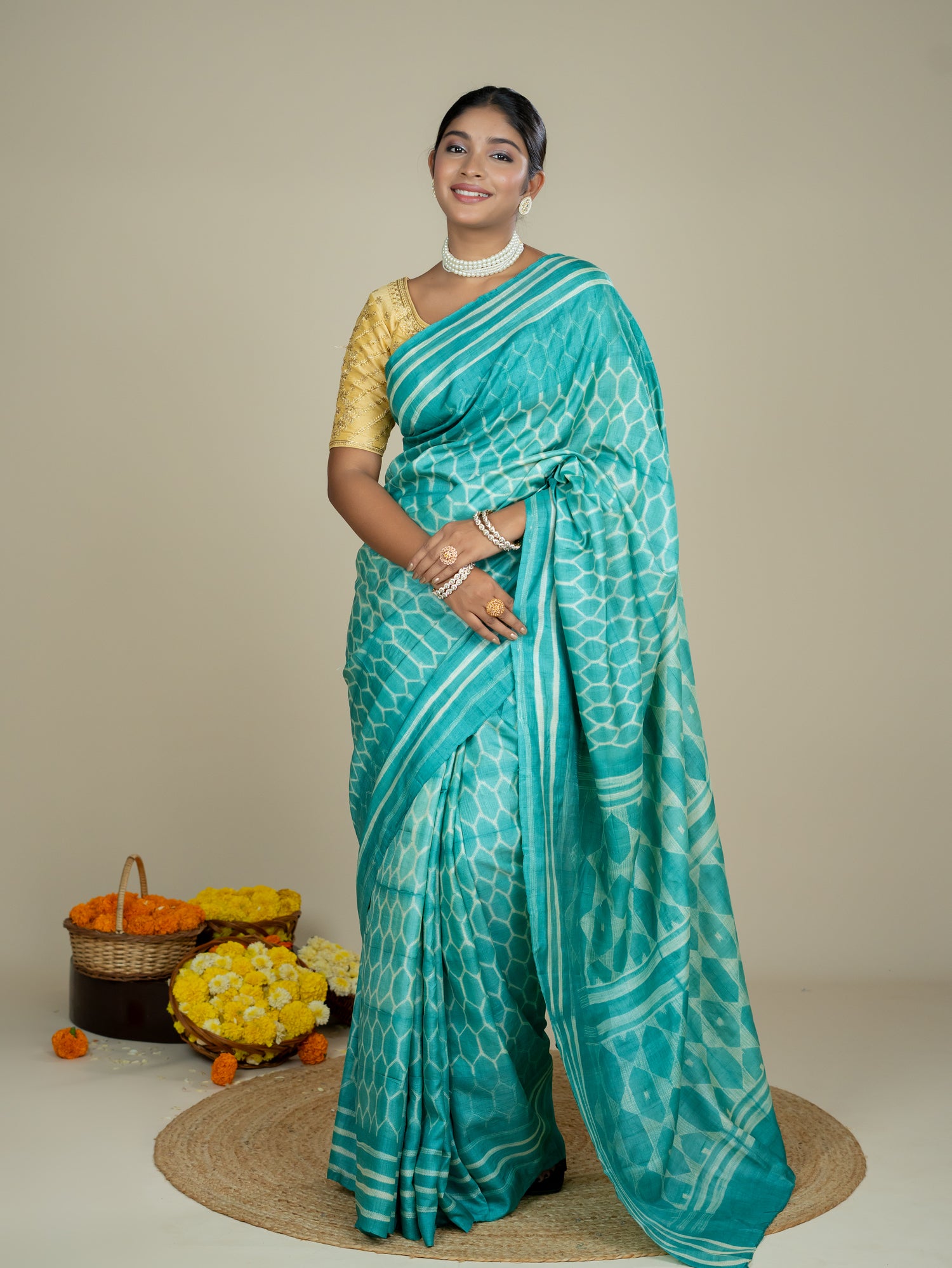 Ojasvi Green Shibori Saree