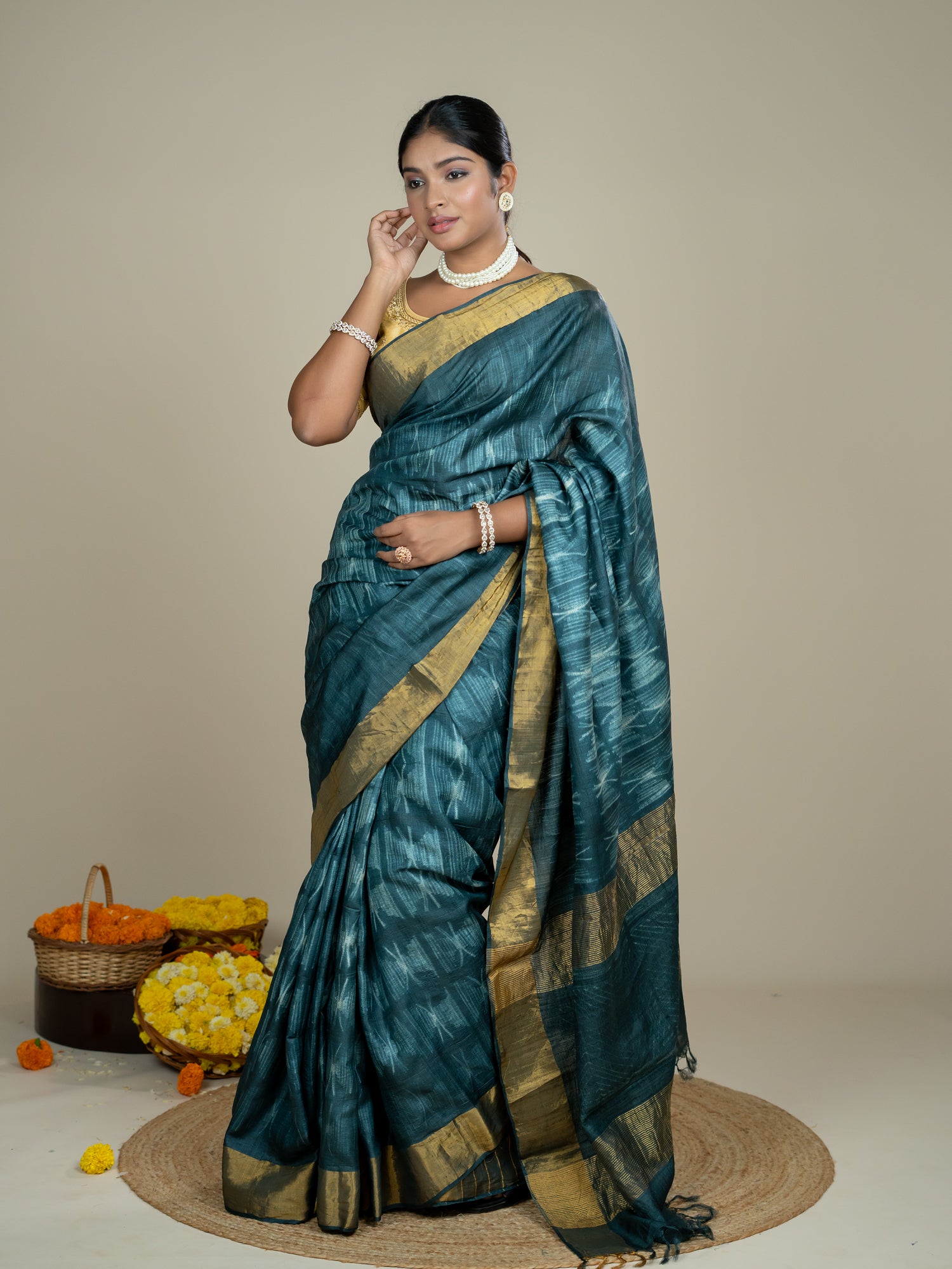 Aura Black Shibori Saree
