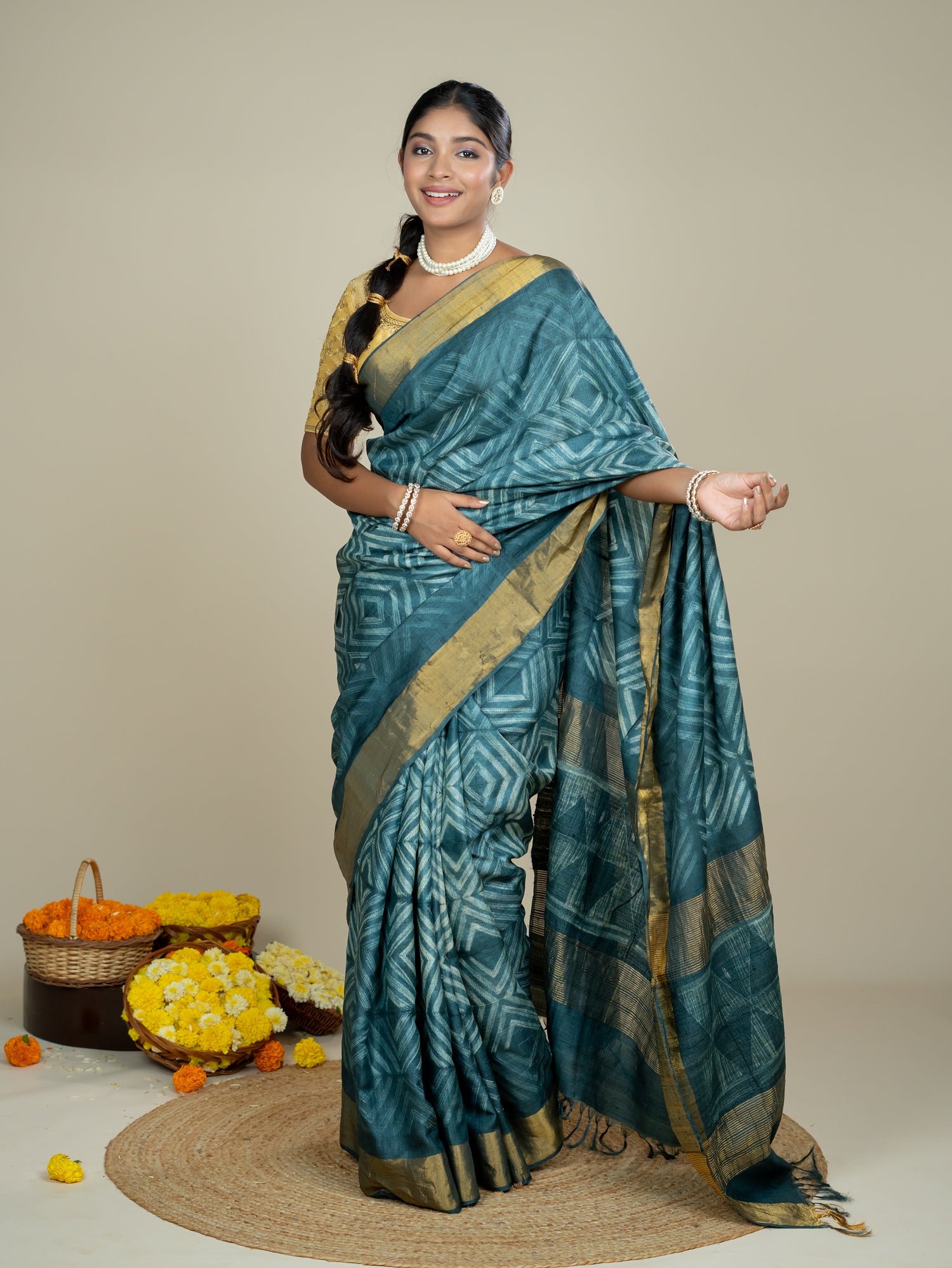 Zen Black Shibori Saree