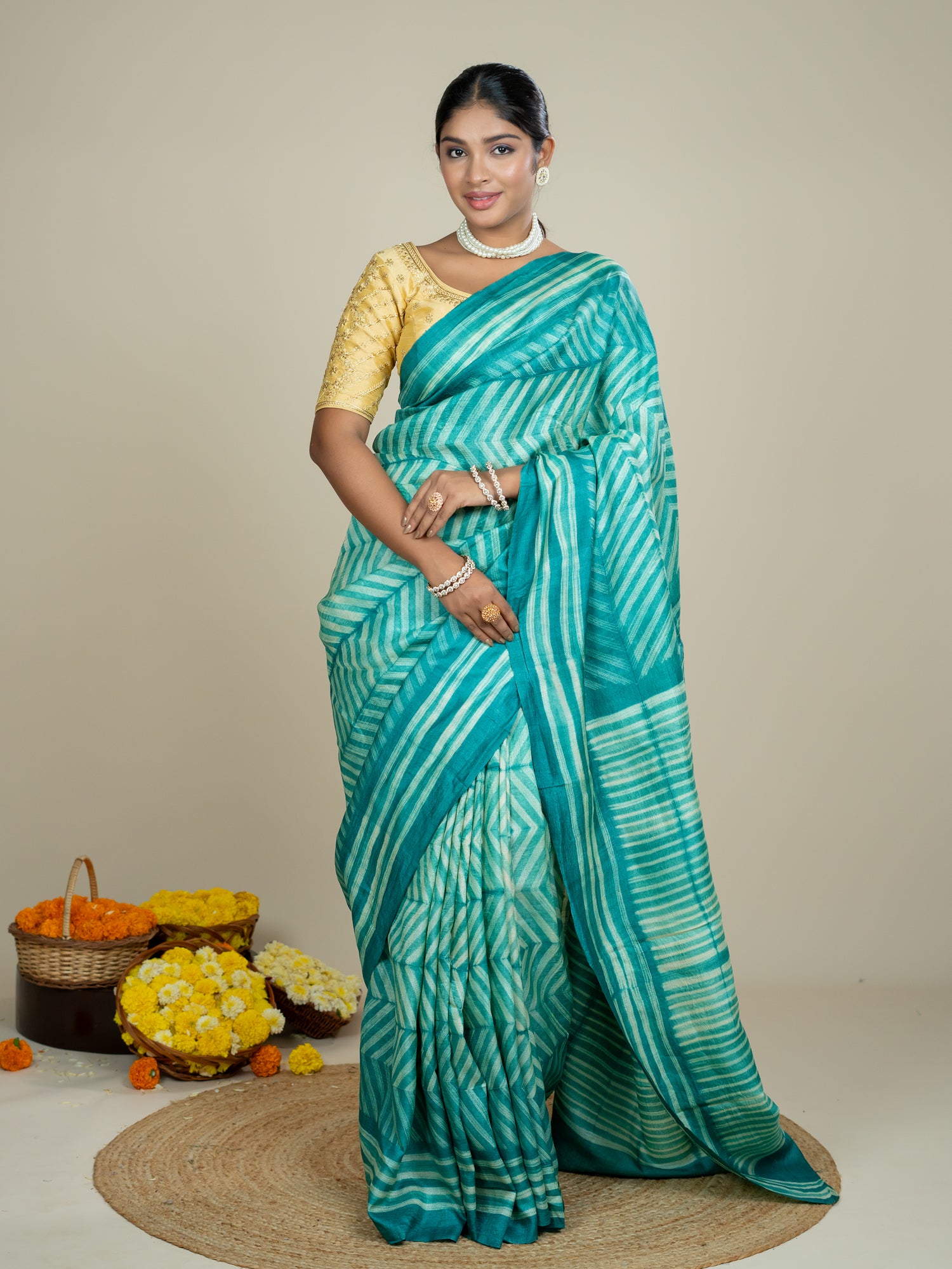 Roopika Green Shibori Saree