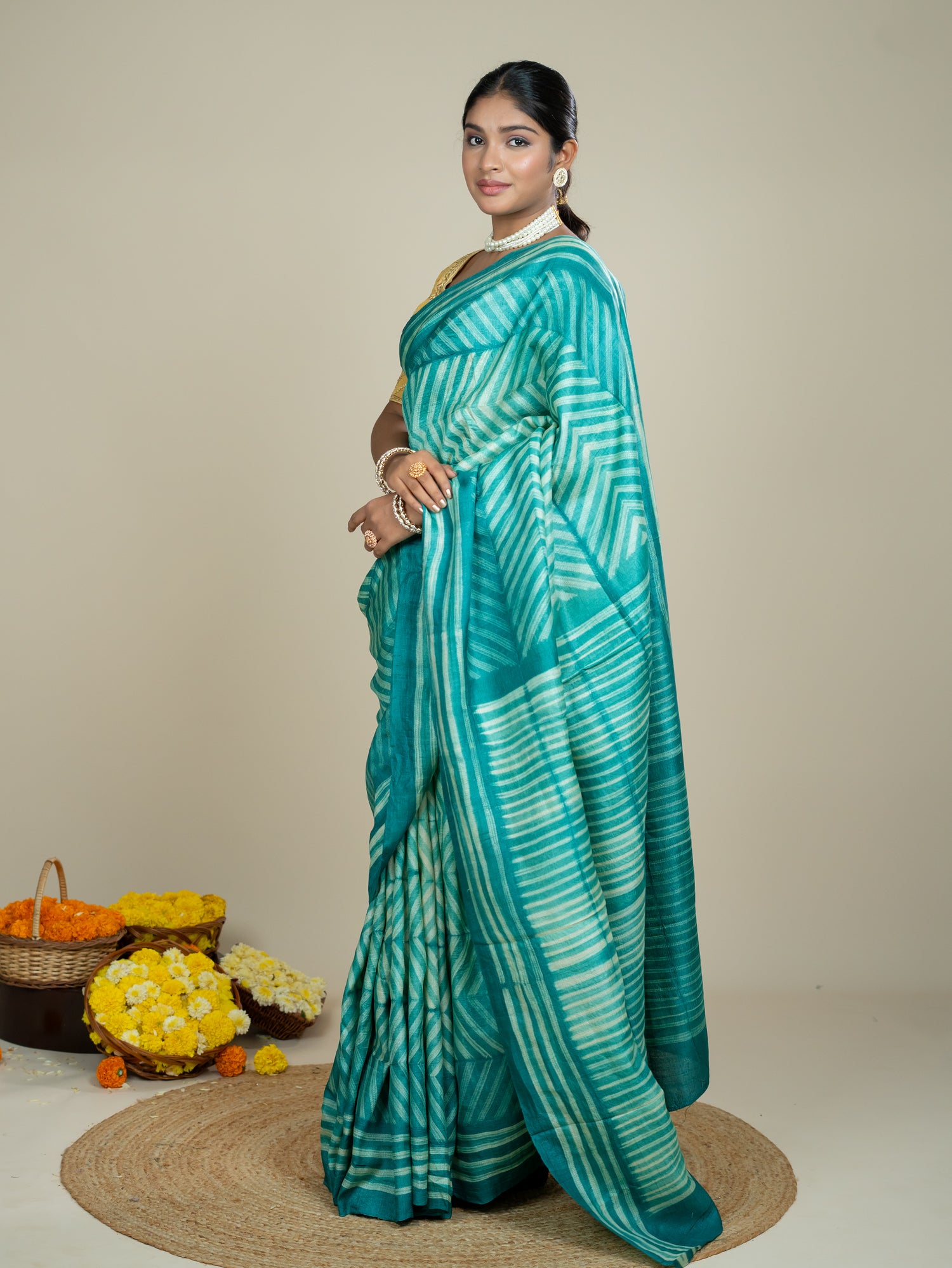 Roopika Green Shibori Saree