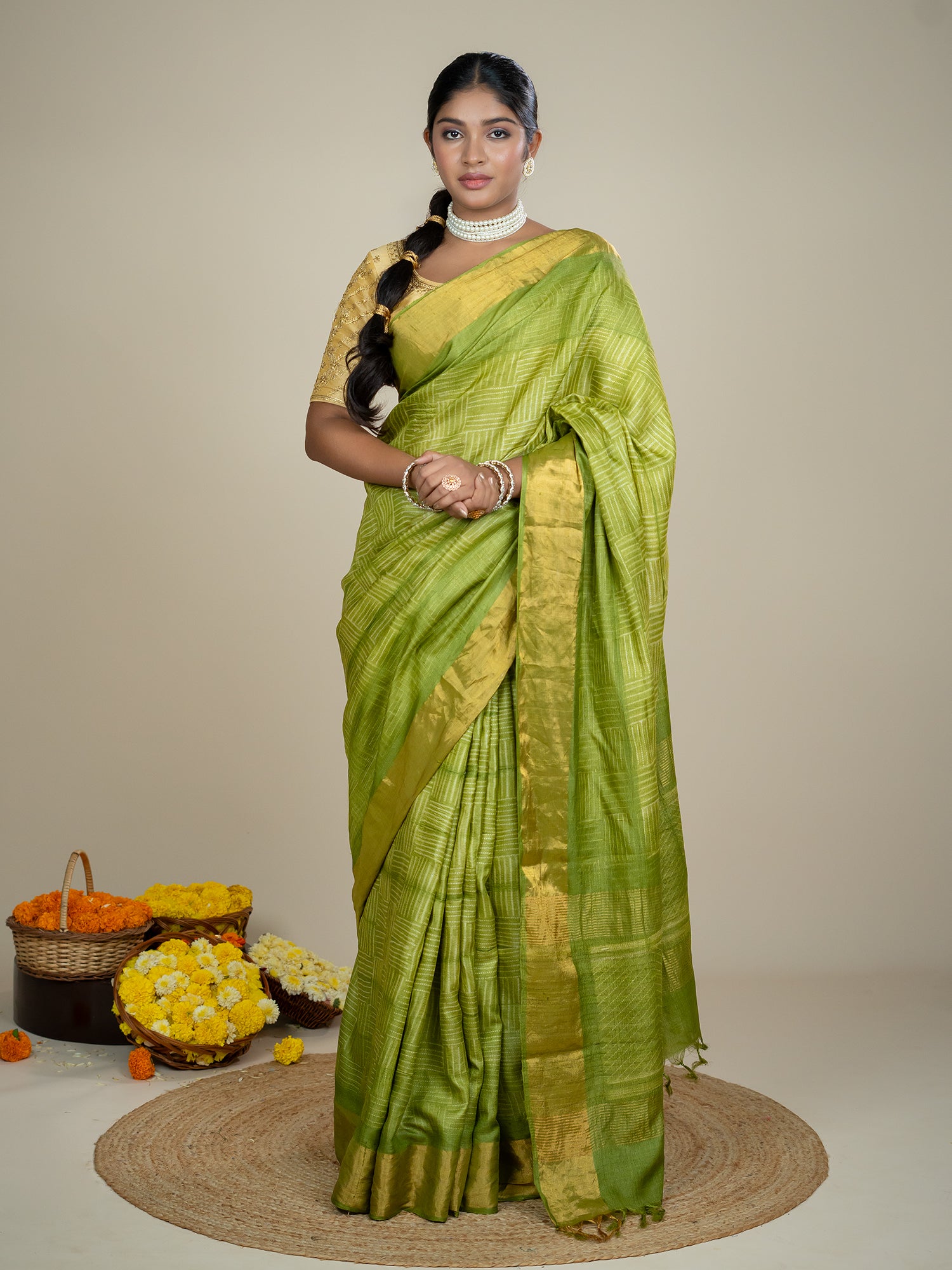 Kanti Limegreen Shibori Saree