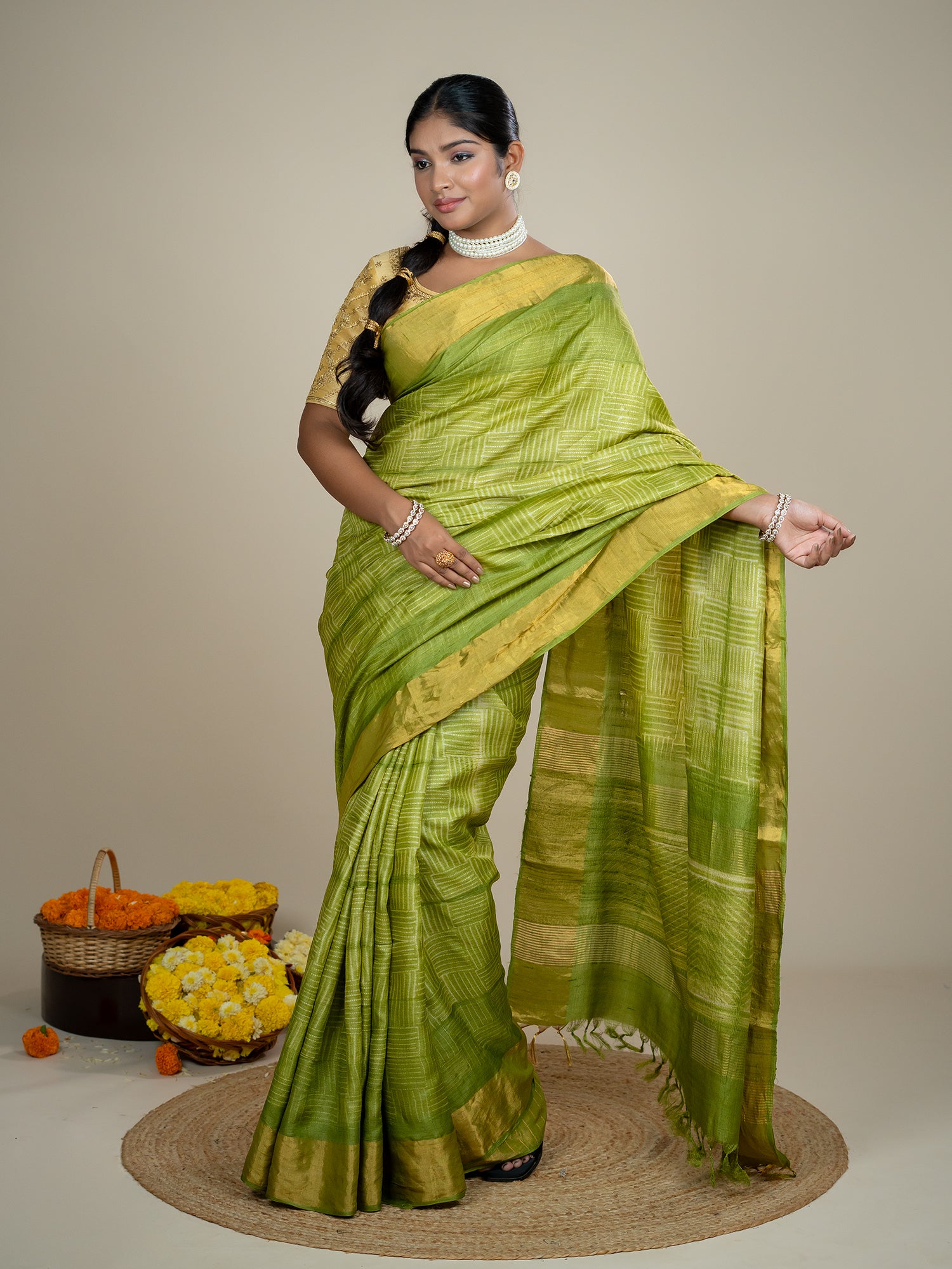 Kanti Limegreen Shibori Saree