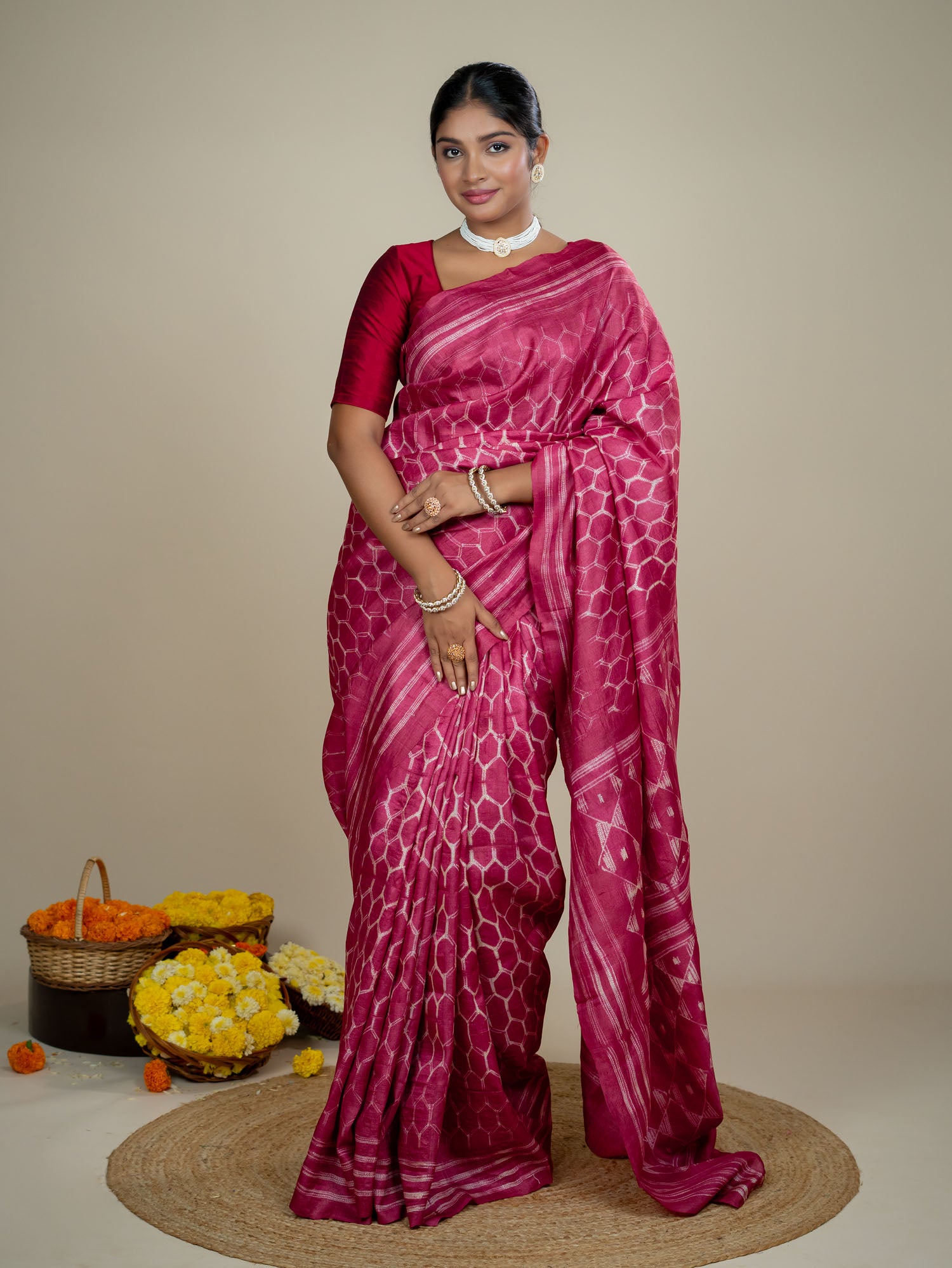 Ojasvi Red Shibori Saree