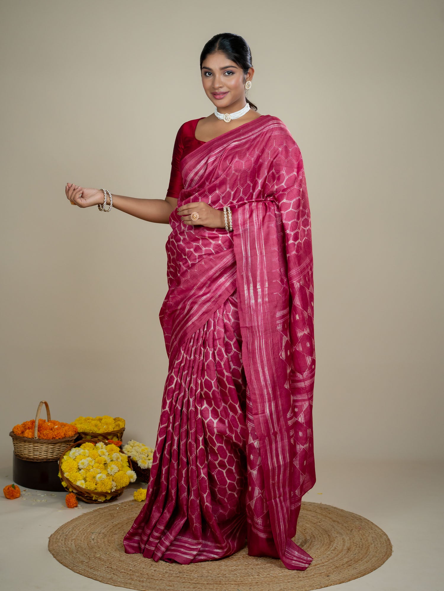 Ojasvi Red Shibori Saree