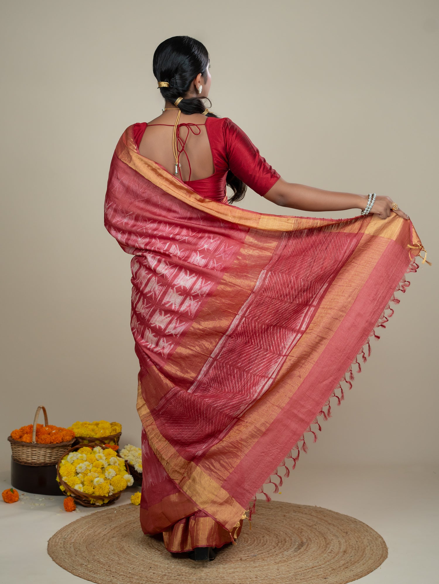 Aura Red Shibori Saree