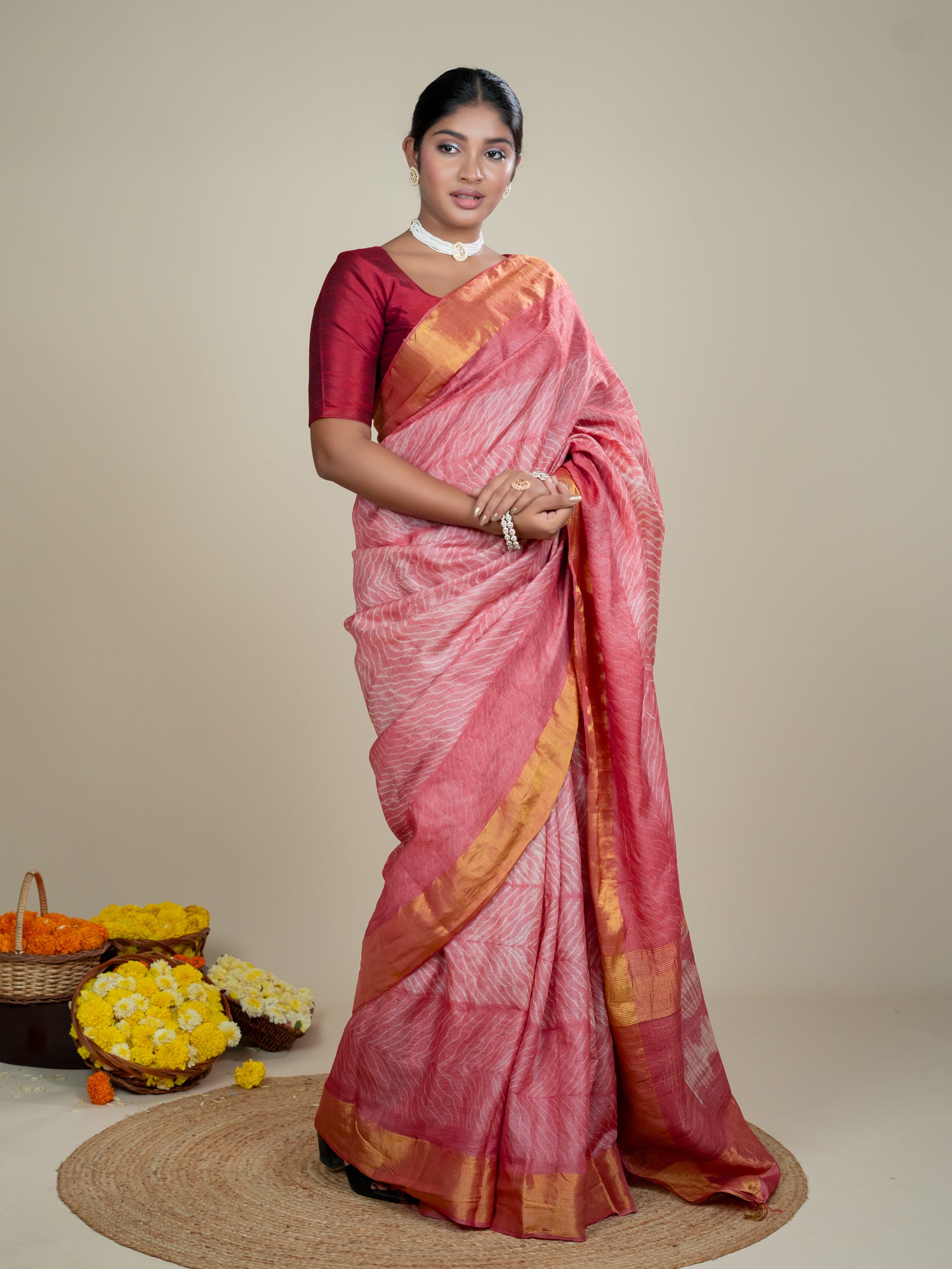 Malhar Red Shibori Saree