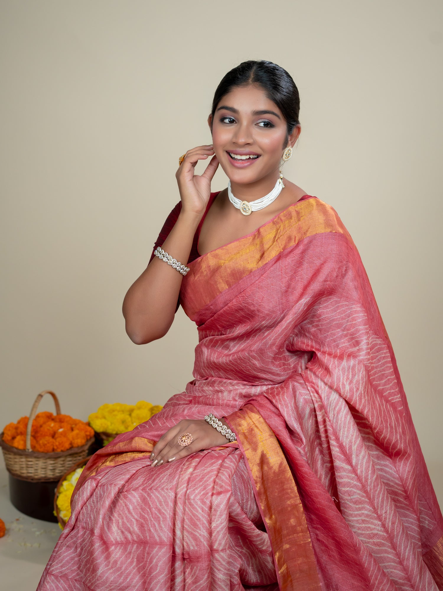 Malhar Red Shibori Saree