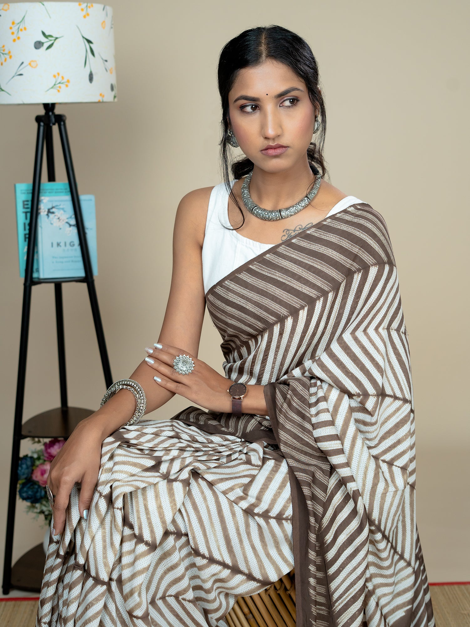 Vaachika Brown Shibori Saree