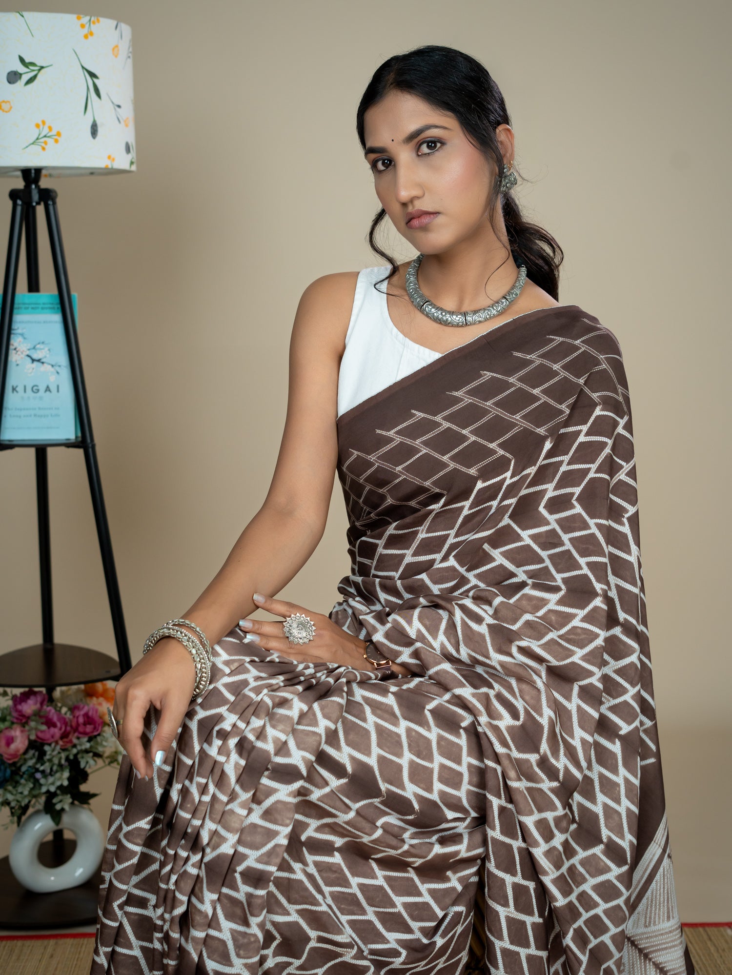 Rachita Brown Shibori Saree