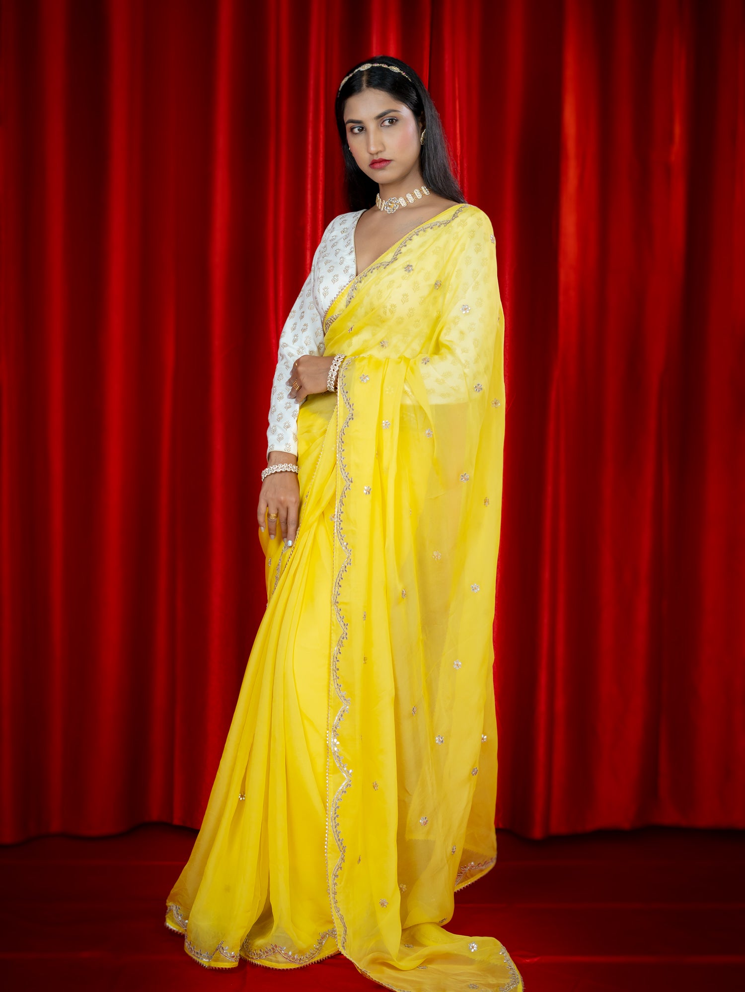 Kanak Yellow Gota Patti Saree