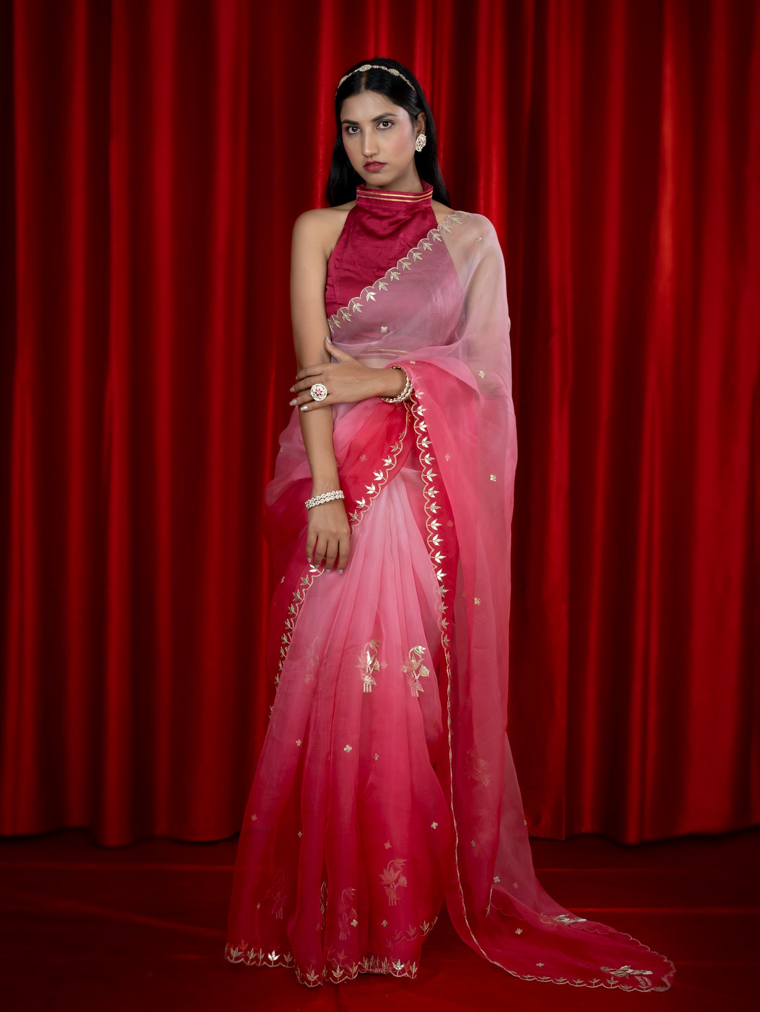 Raas Fuchsia Gota Patti Saree