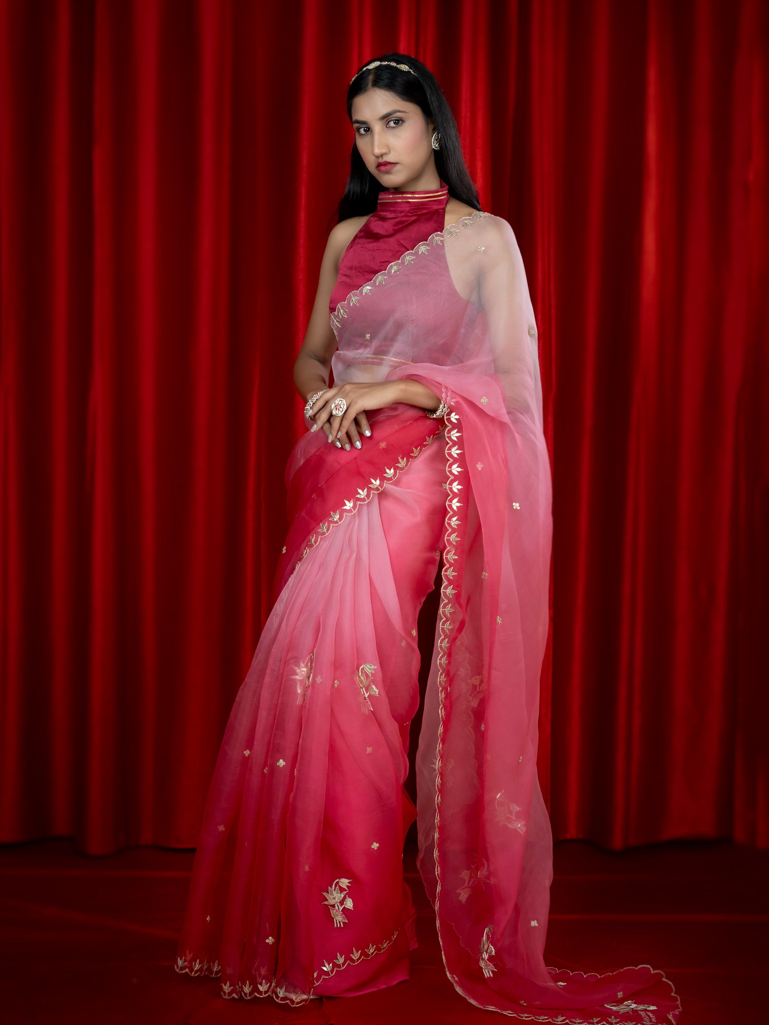 Raas Fuchsia Gota Patti Saree