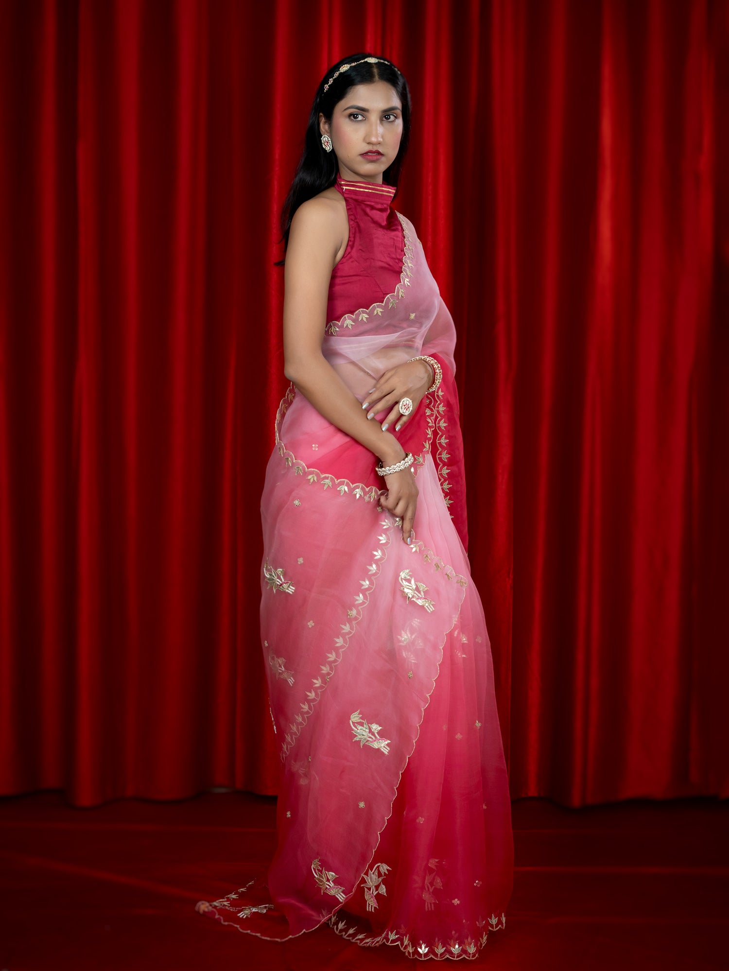 Raas Fuchsia Gota Patti Saree