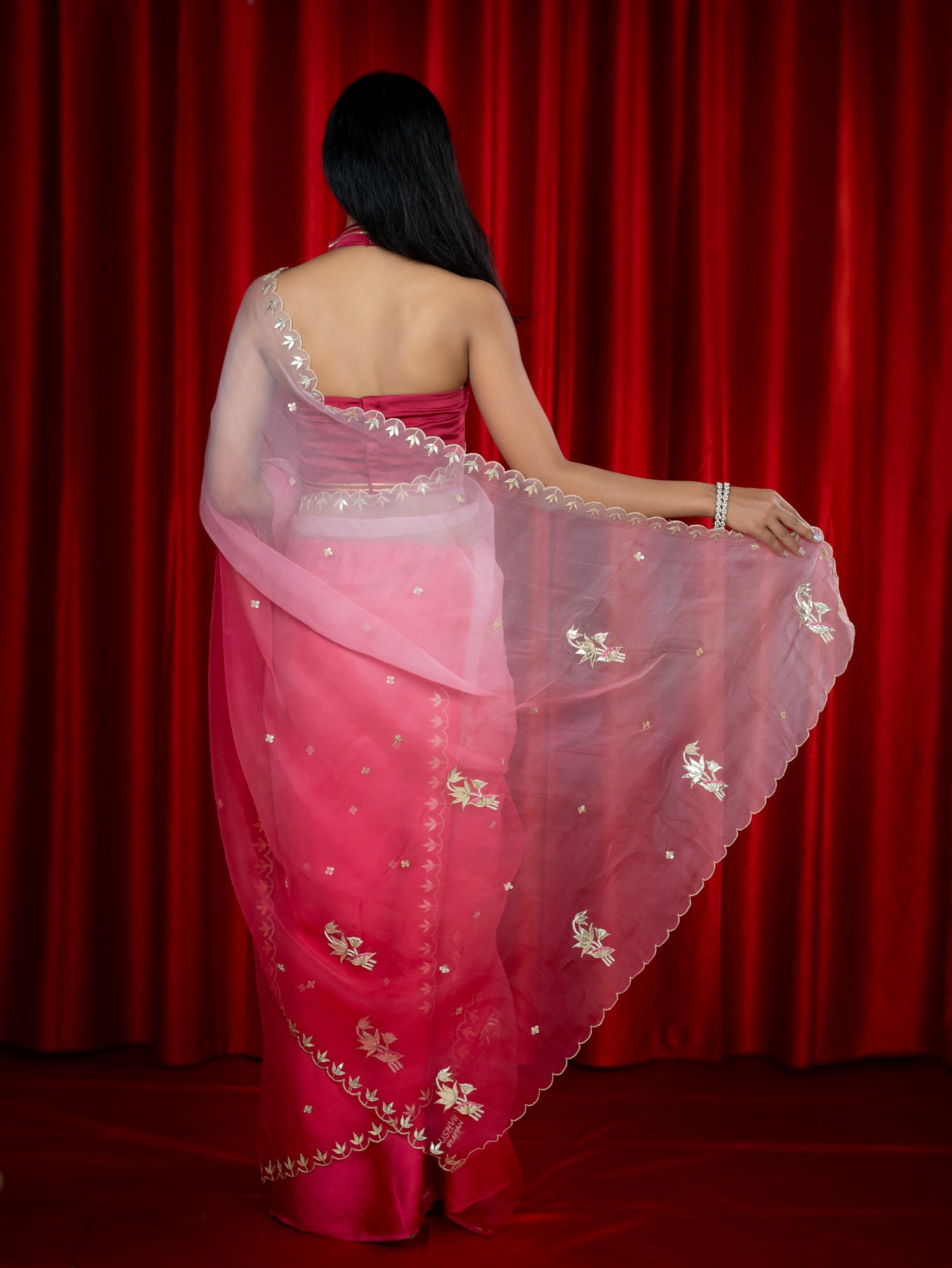 Raas Fuchsia Gota Patti Saree