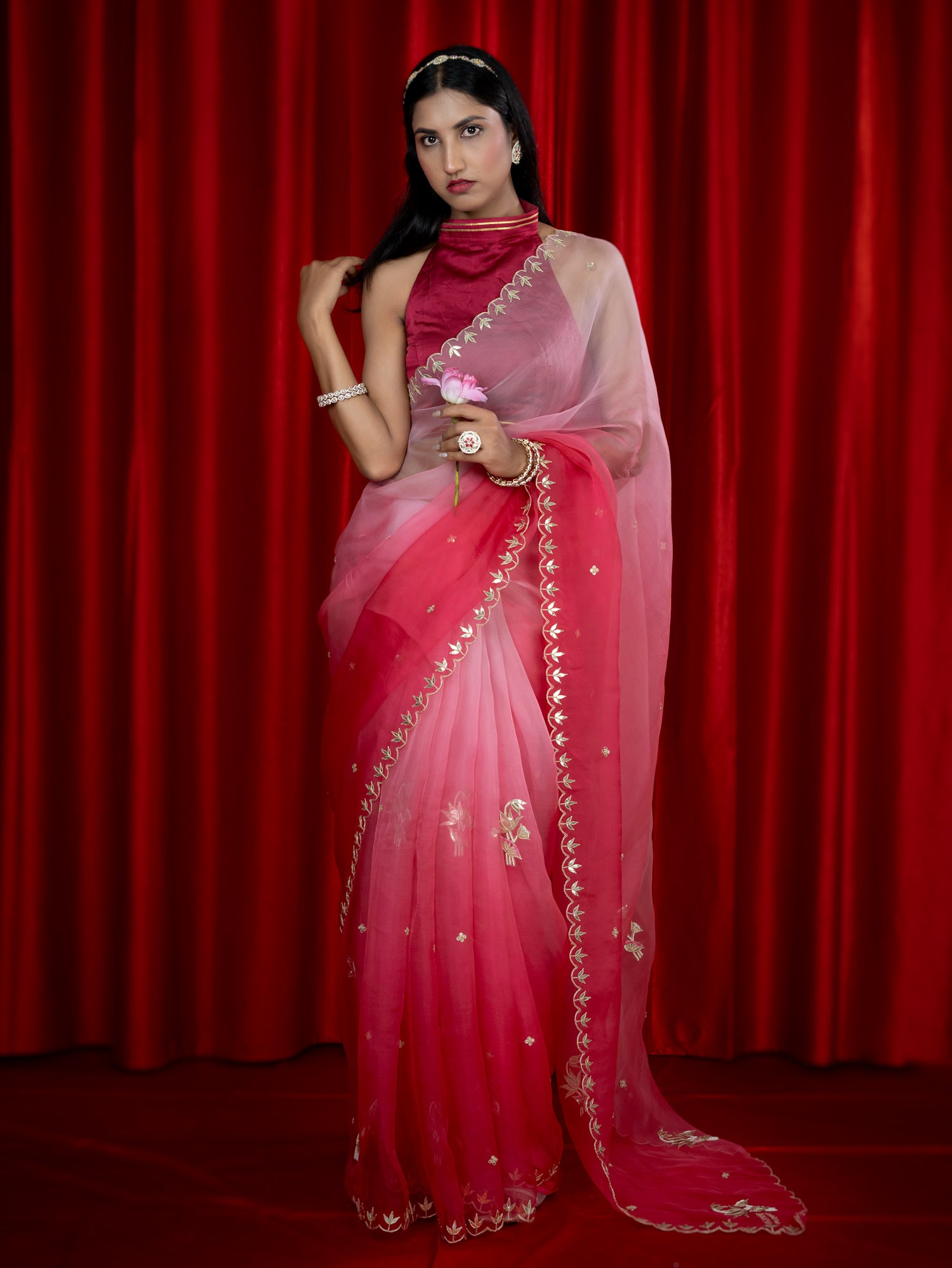 Raas Fuchsia Gota Patti Saree