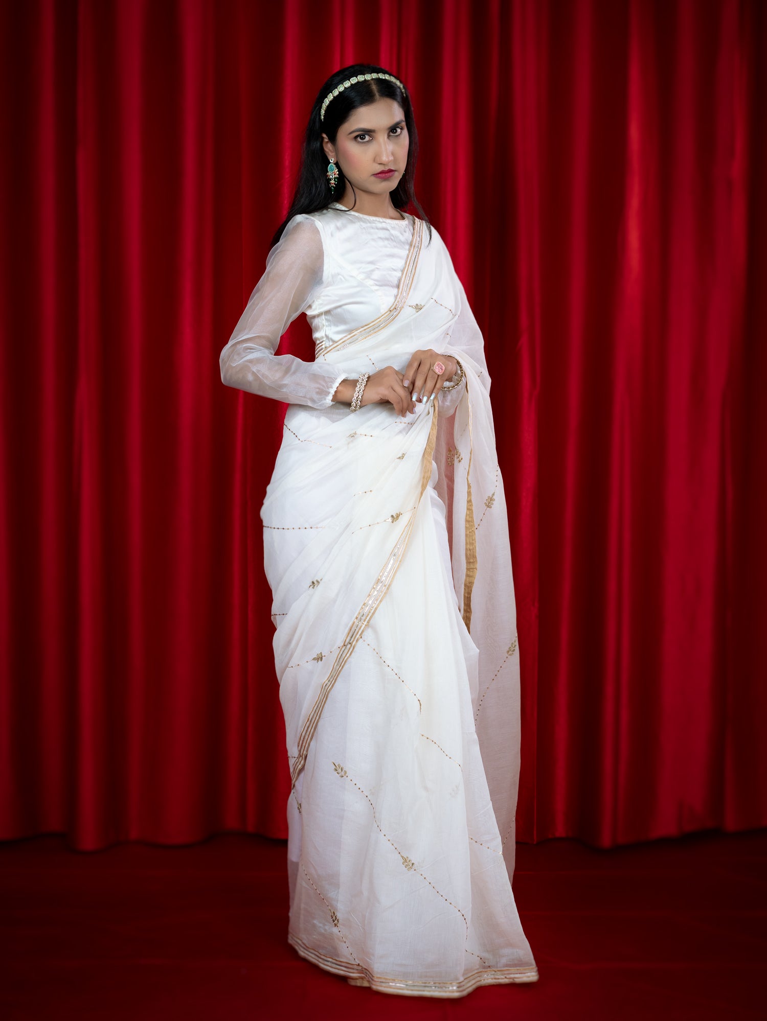 Sitara White Gota Patti Saree