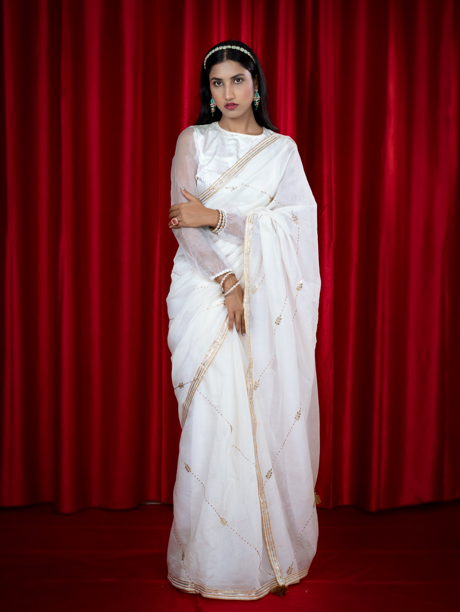 Sitara White Gota Patti Saree