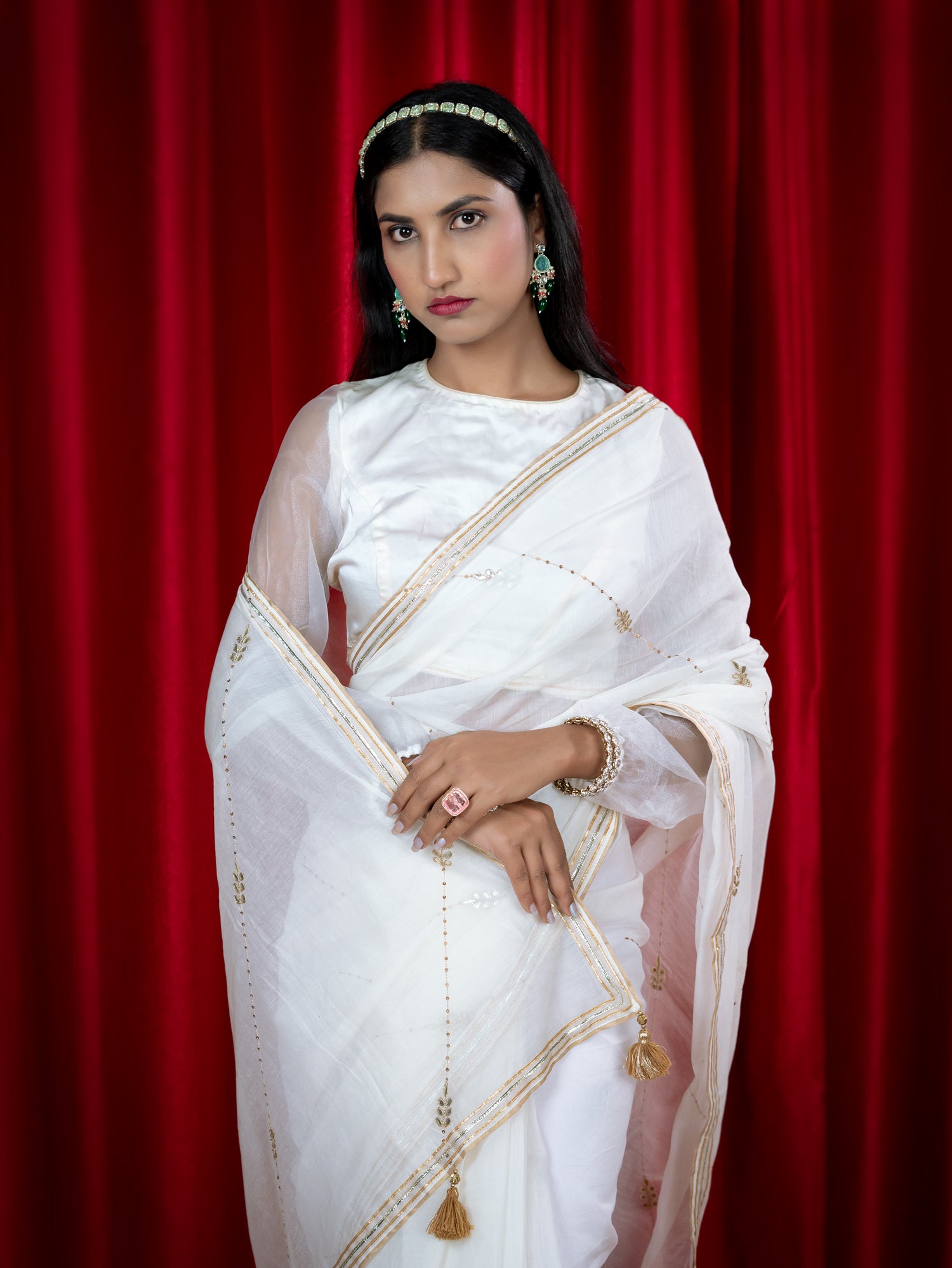 Sitara White Gota Patti Saree