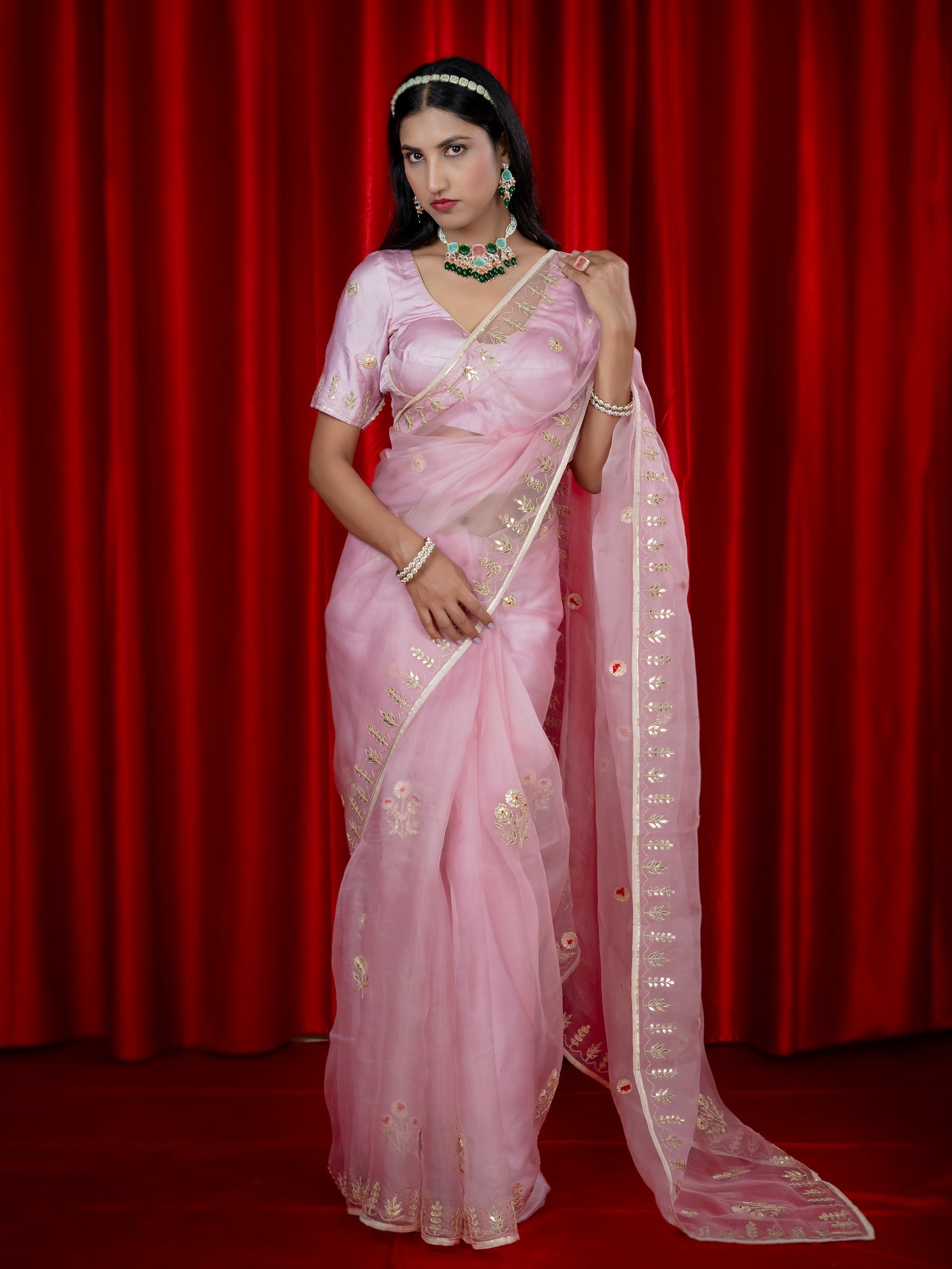 Malhaar Pink Gota Patti Saree