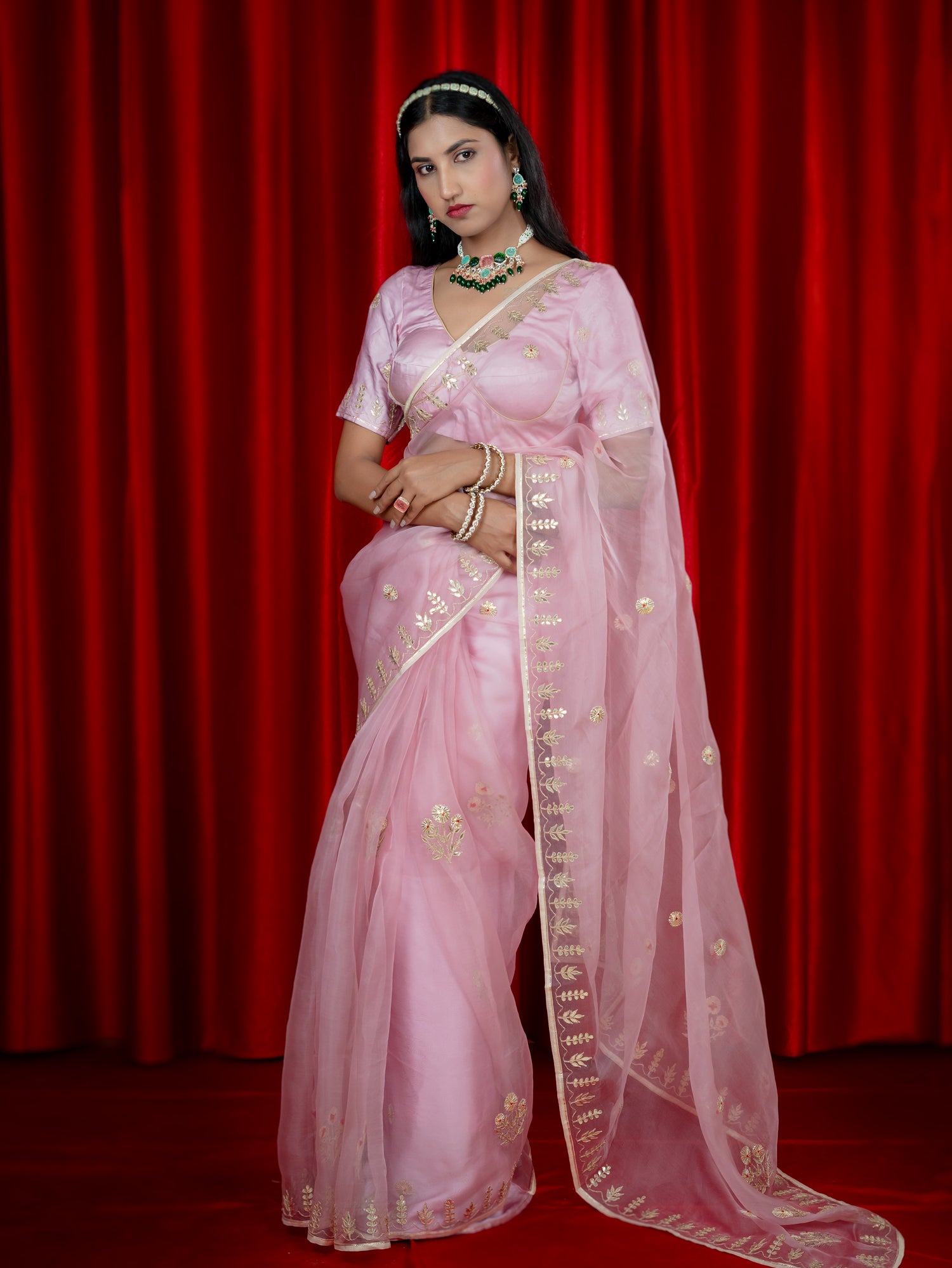 Malhaar Pink Gota Patti Saree