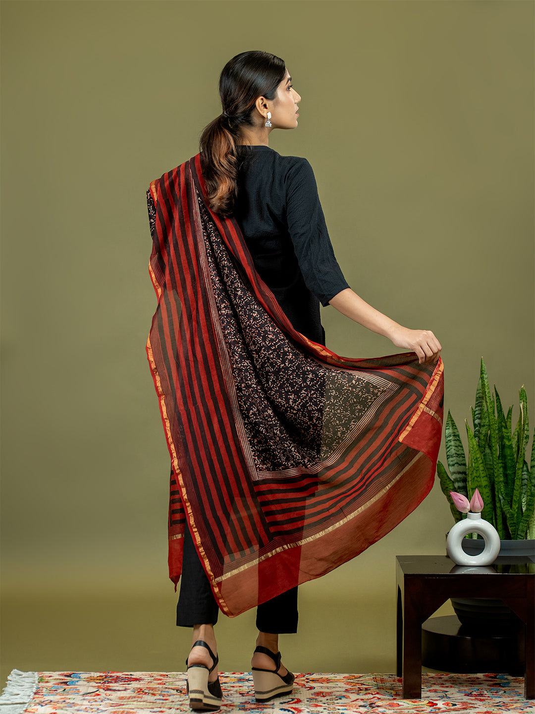 Saanjh Maroon Ajrakh Dupatta