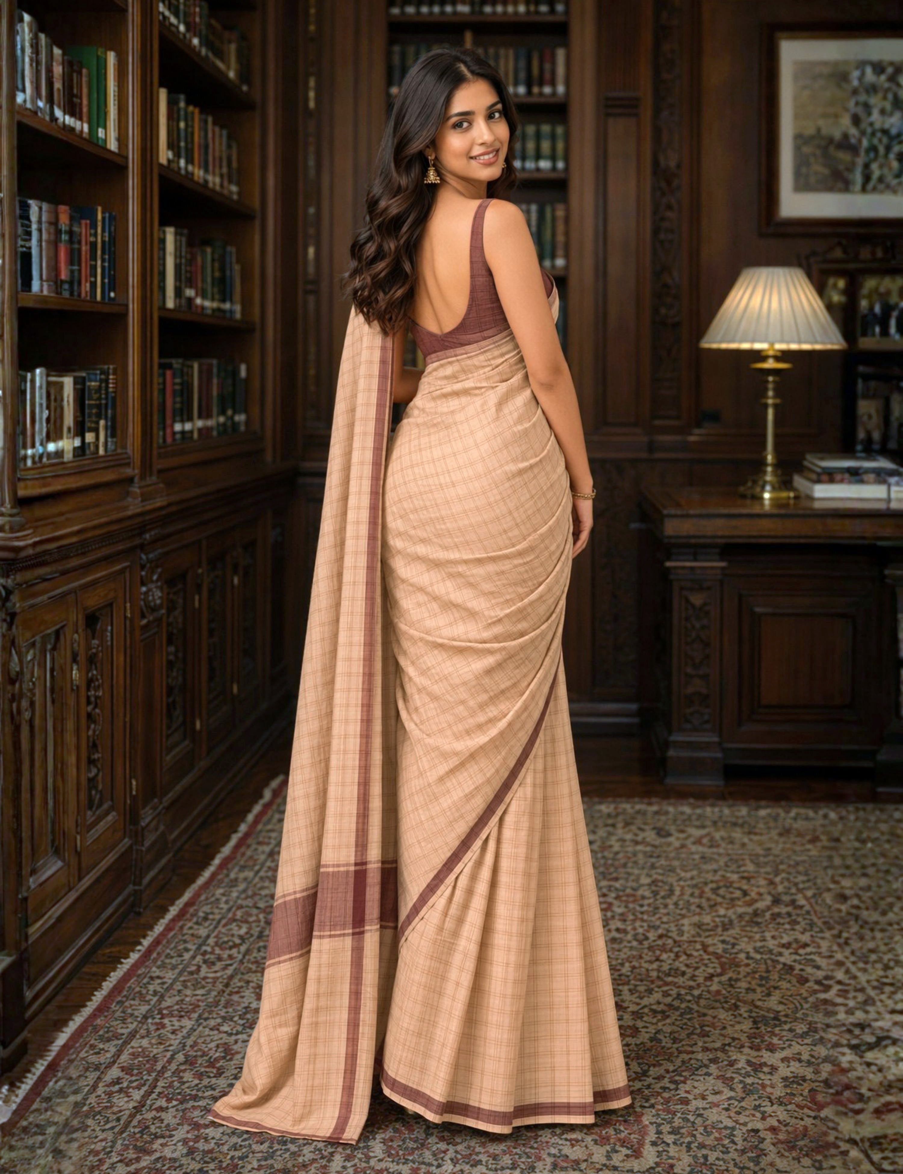 Kattam Dusty-Pink Venkatagiri Saree