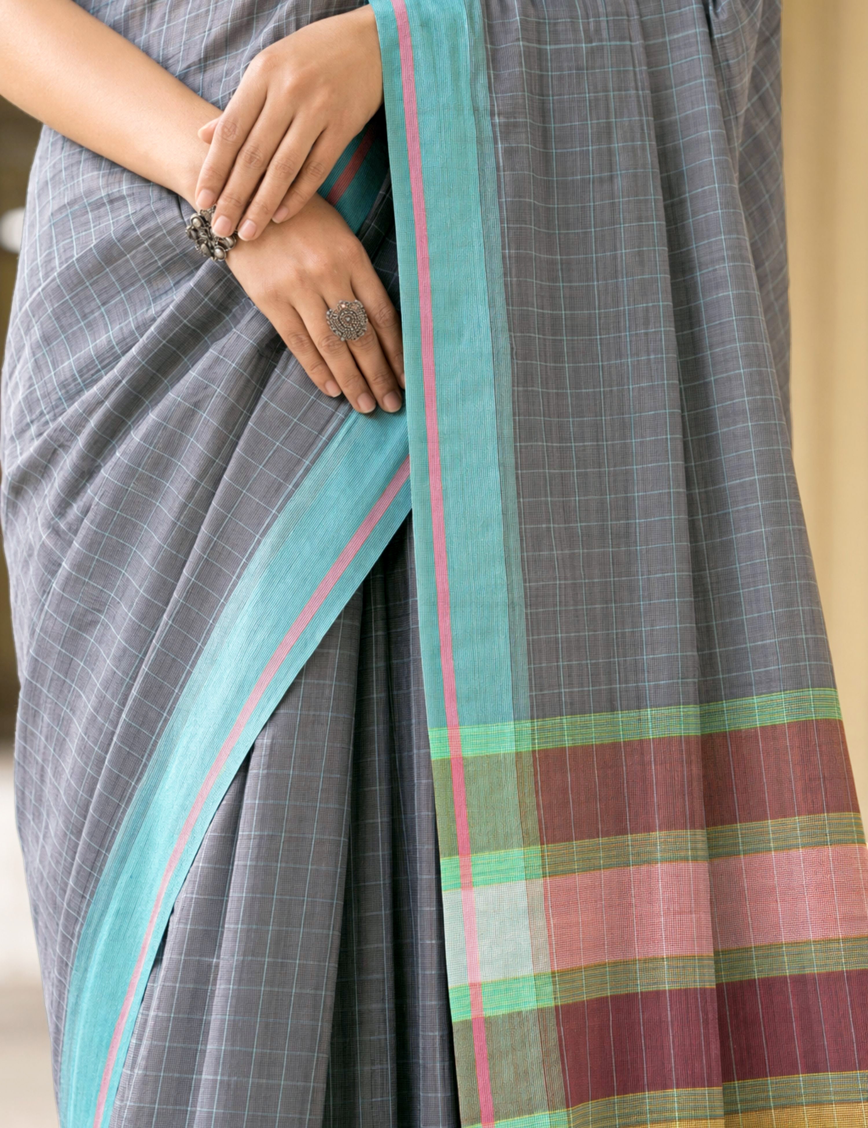 Kattam Grey Venkatagiri Saree