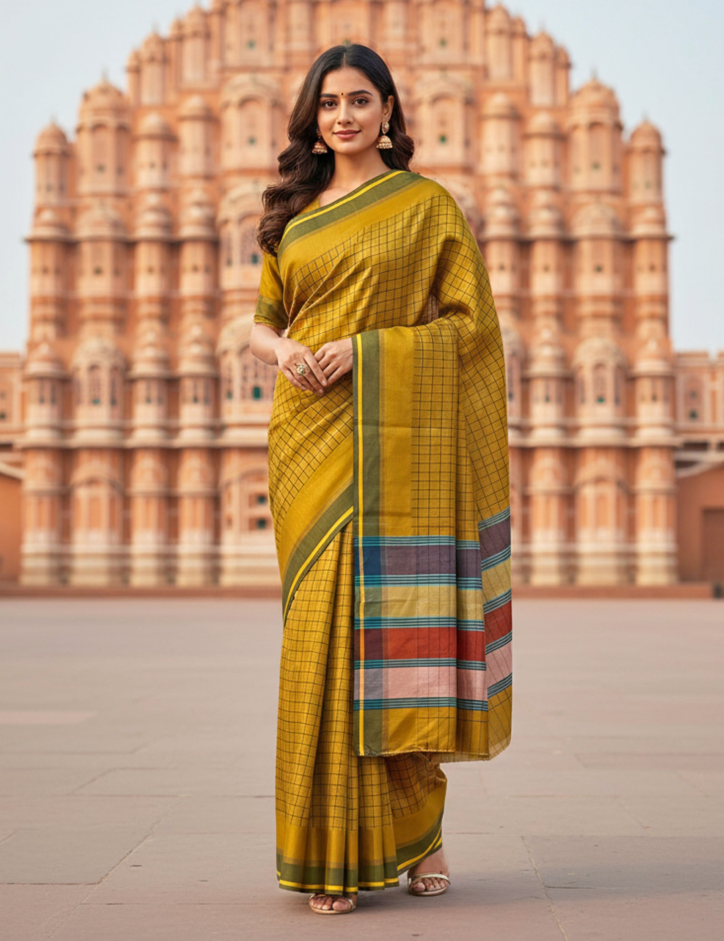 Kattam Khaki Venkatagiri Saree