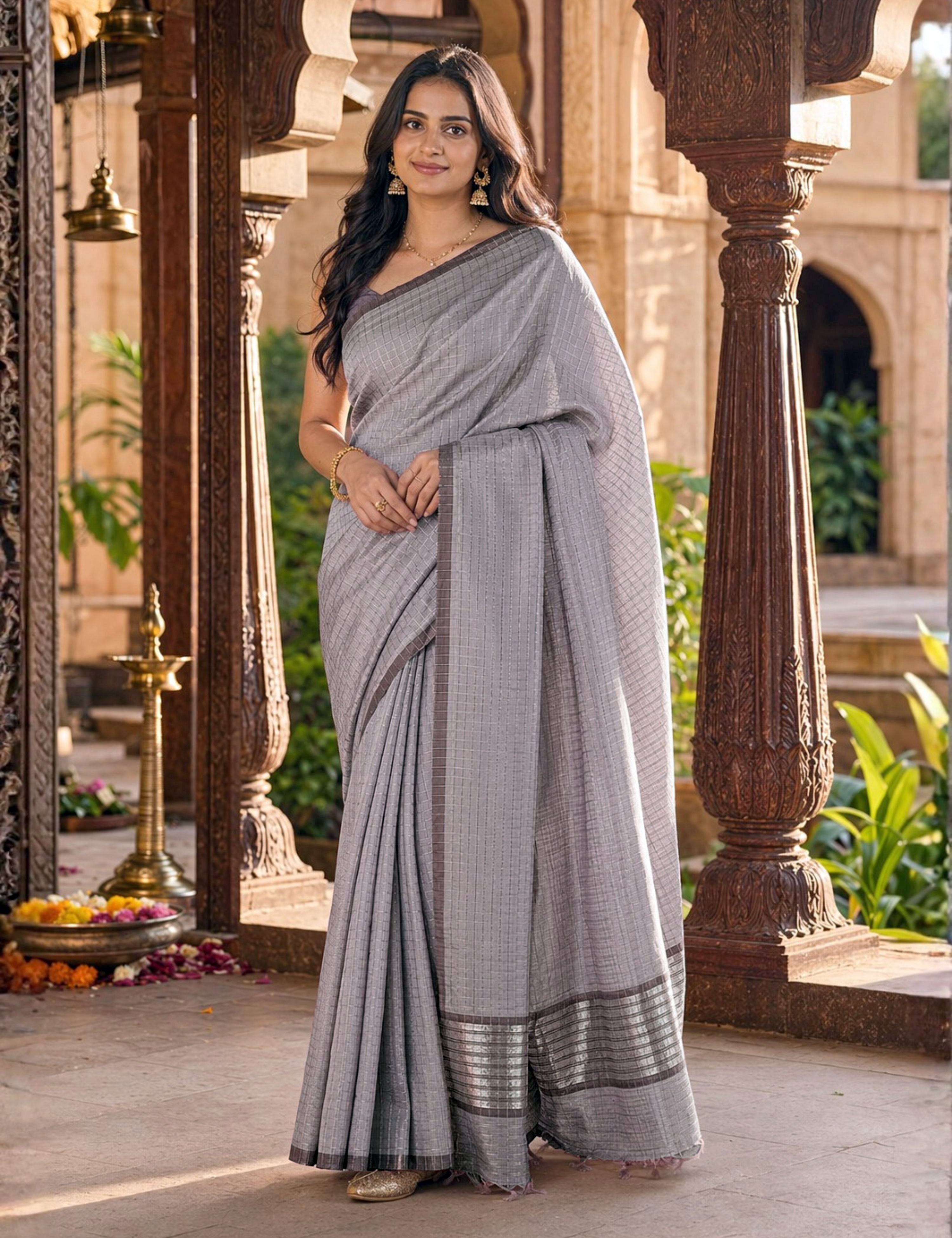 Madras Lavender Venkatagiri Saree