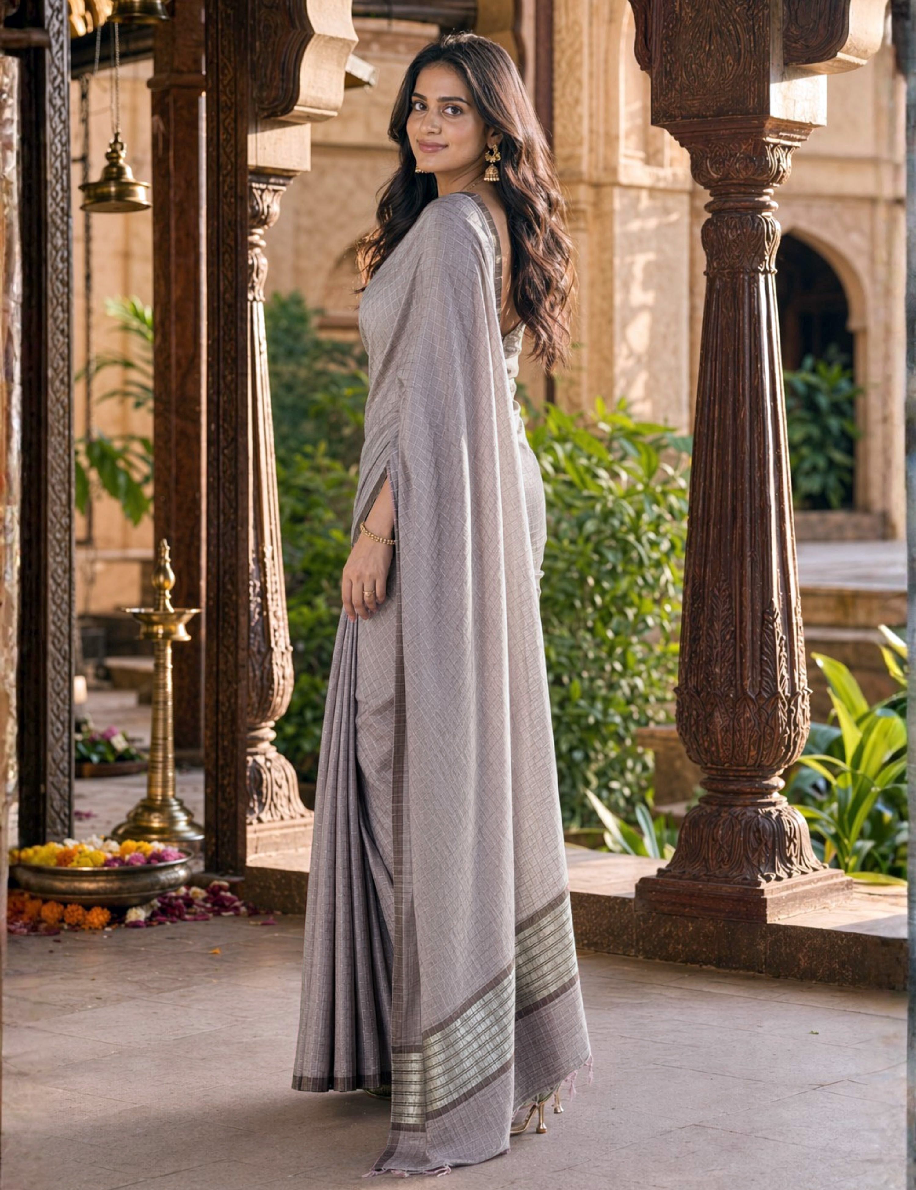 Madras Lavender Venkatagiri Saree