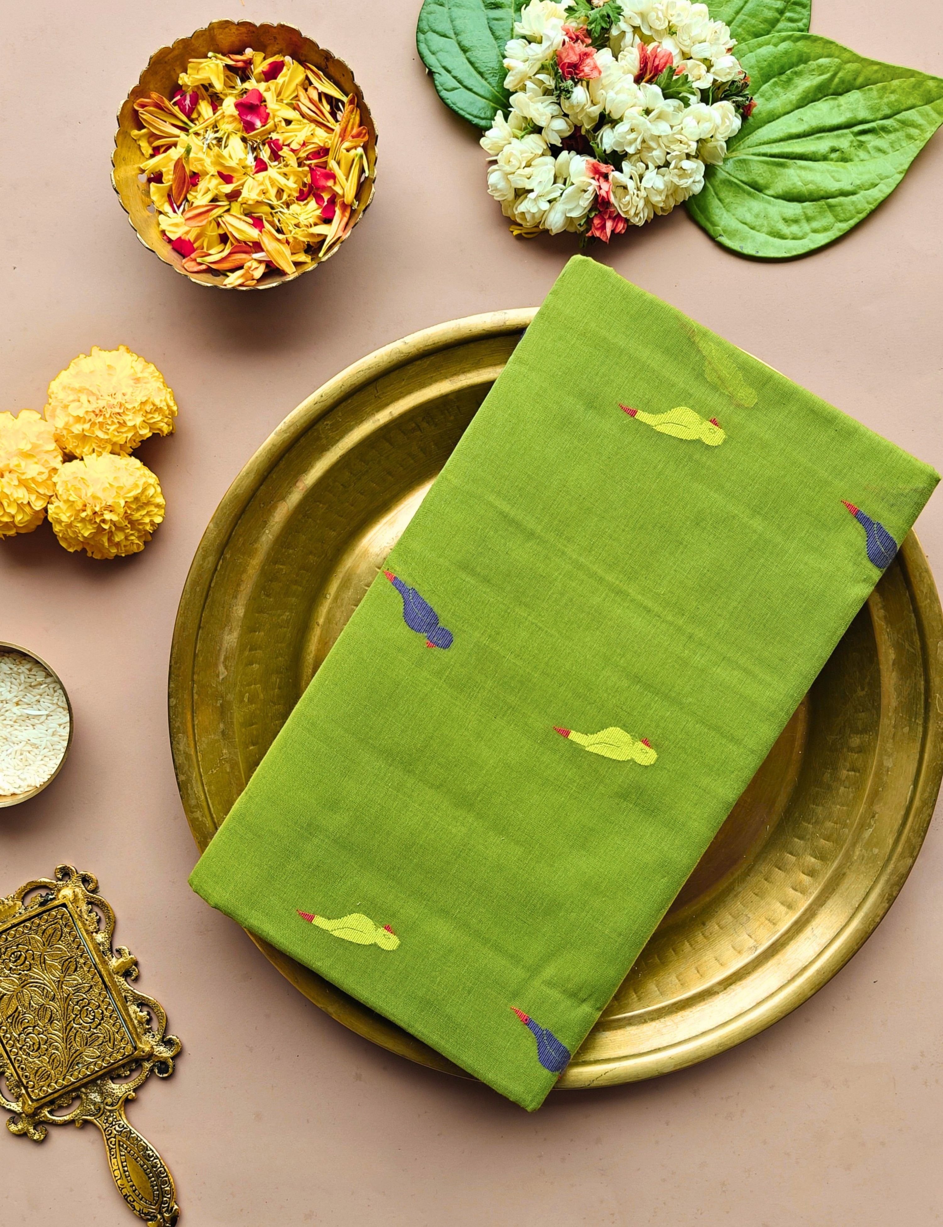 Tota Limegreen Venkatagiri Saree
