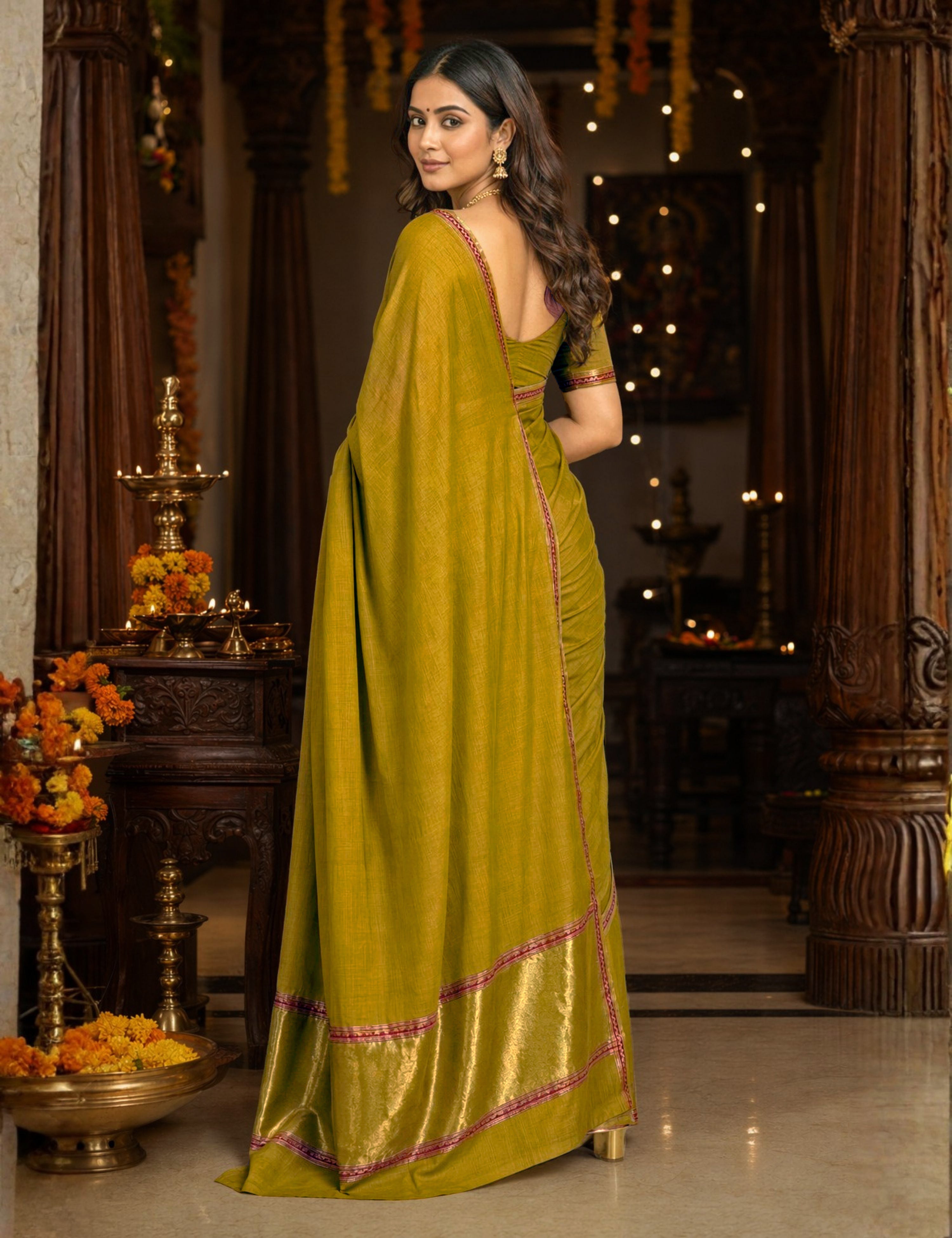 Muthukodi Limegreen Venkatagiri Saree