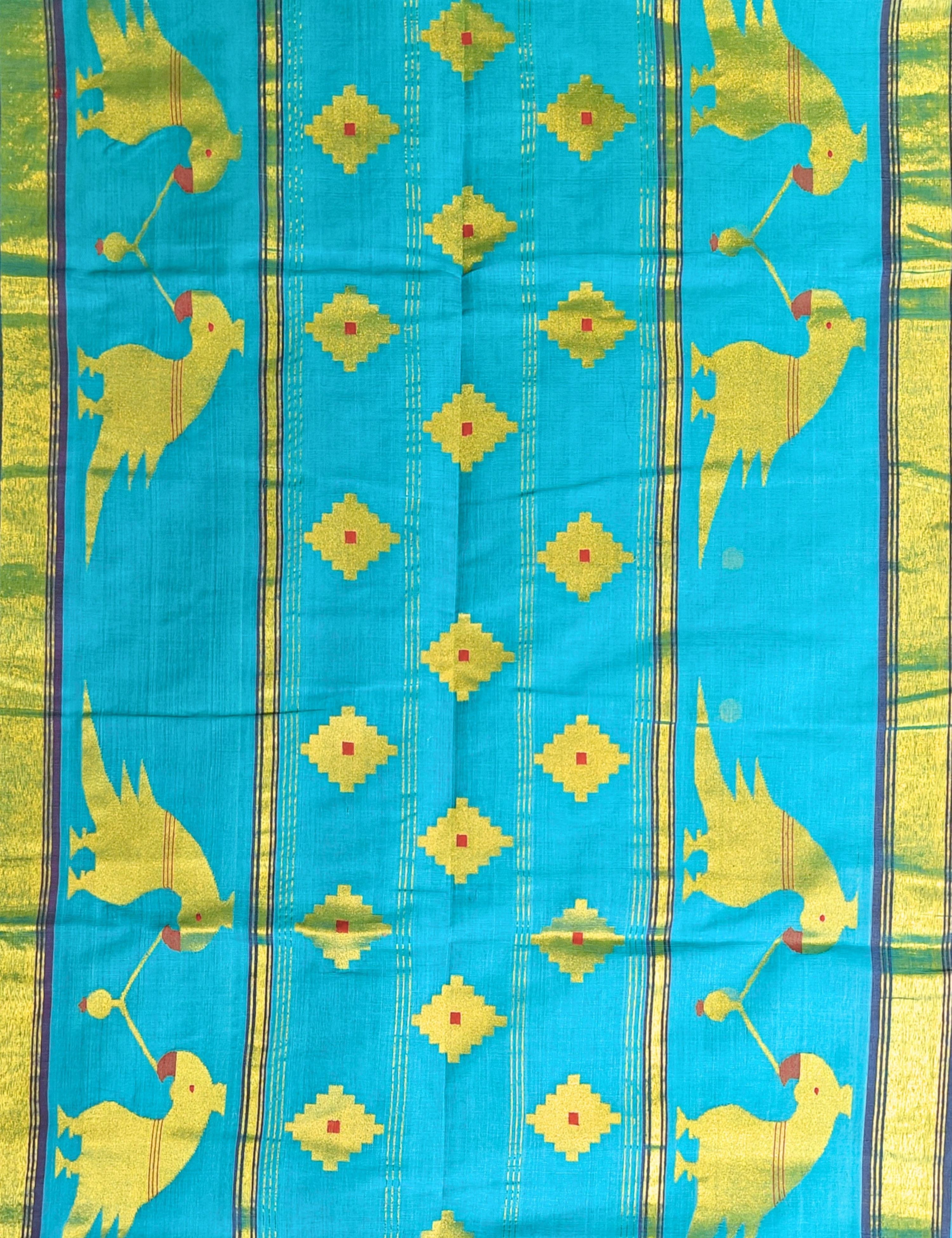 Popat Sea-Green Venkatagiri Jamdani Saree