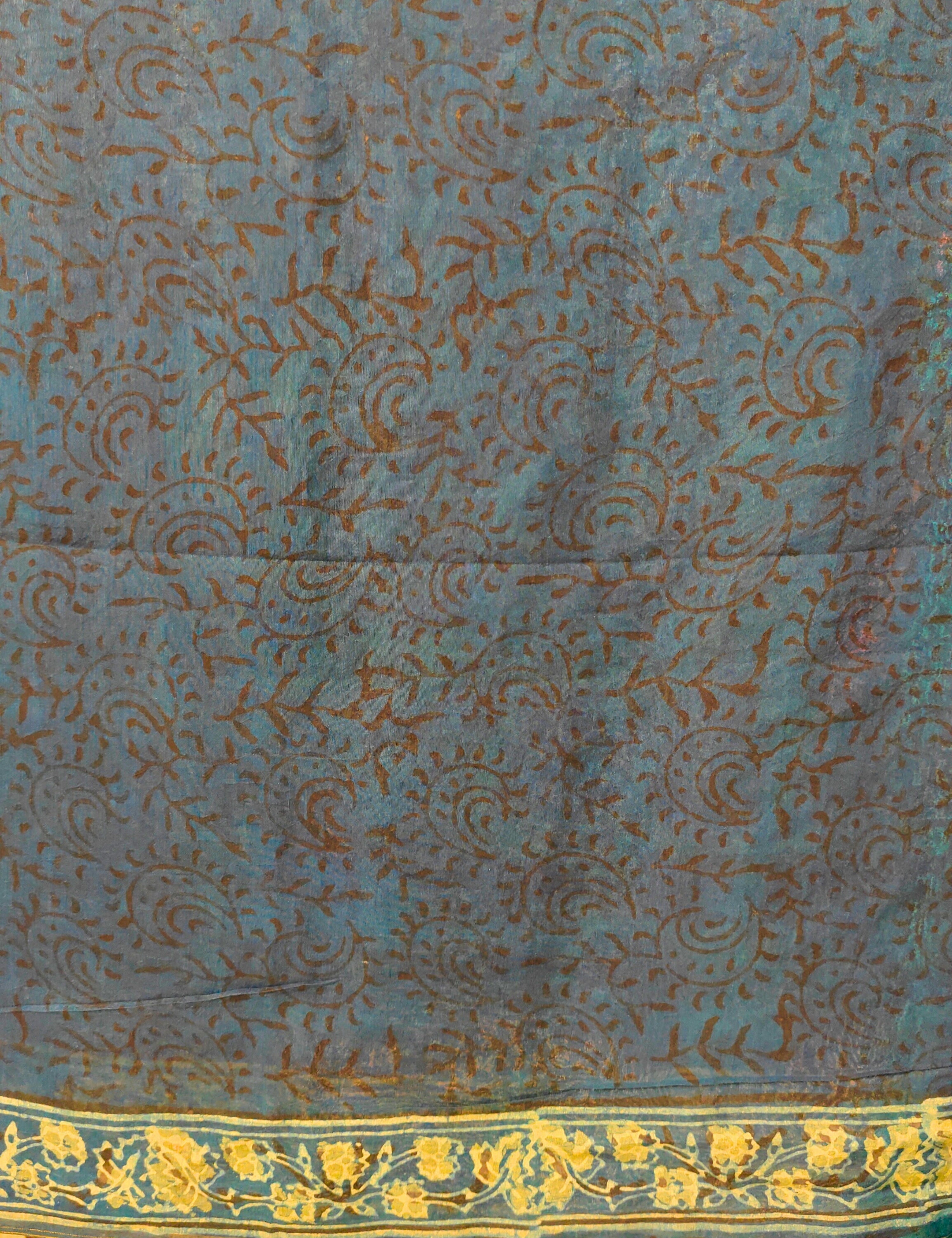 Tikon Blue Ajrakh Saree