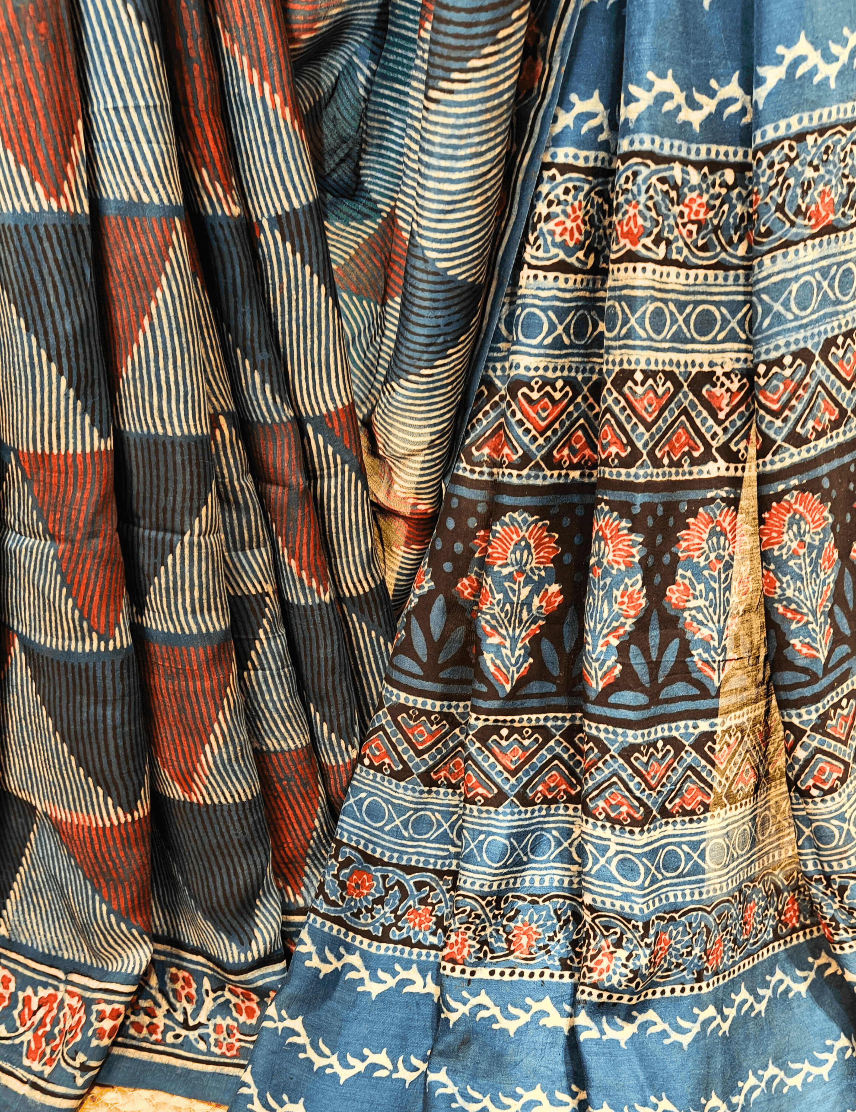 Tikon Indigo Ajrakh Saree