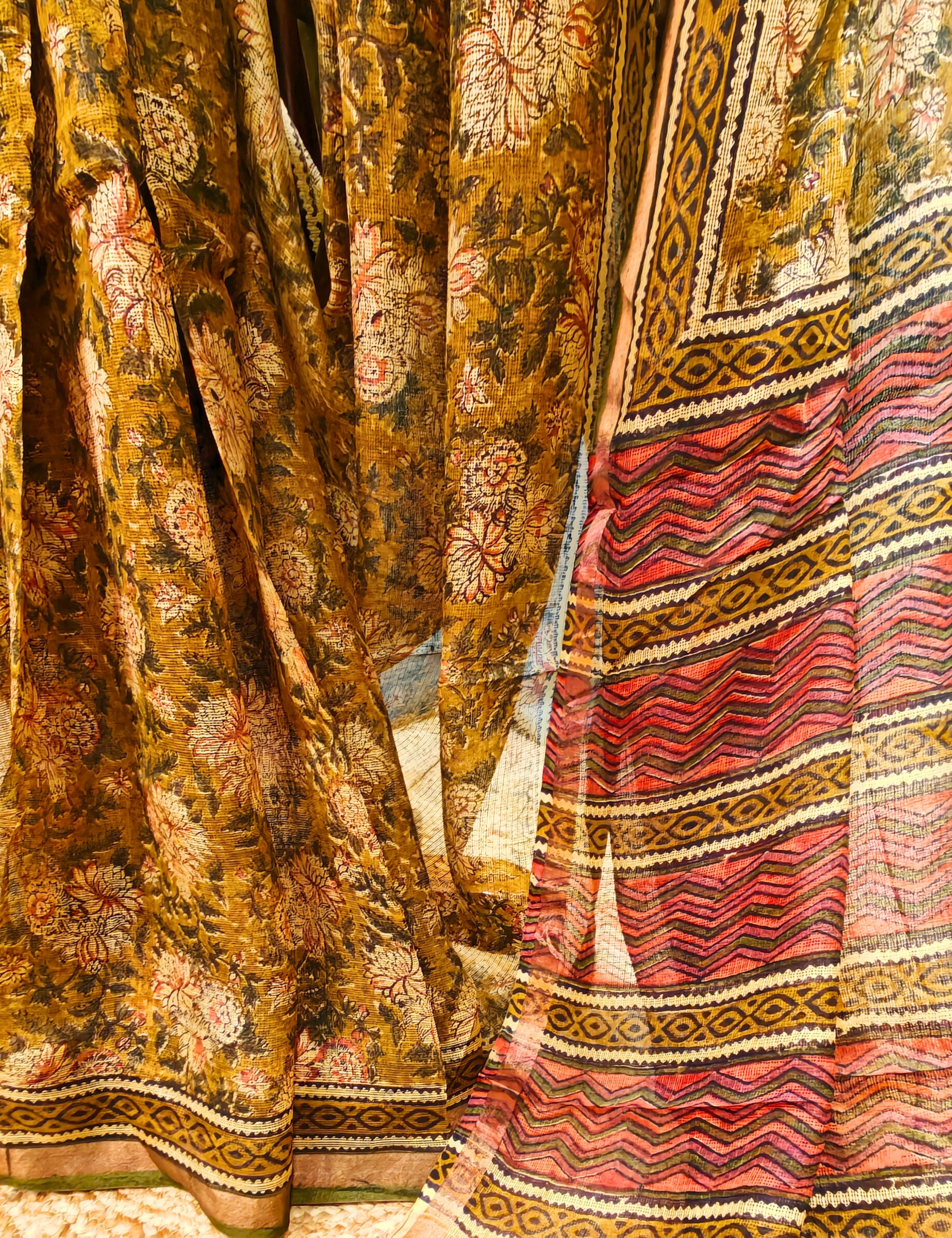 Vatika Mustard Bagru Saree