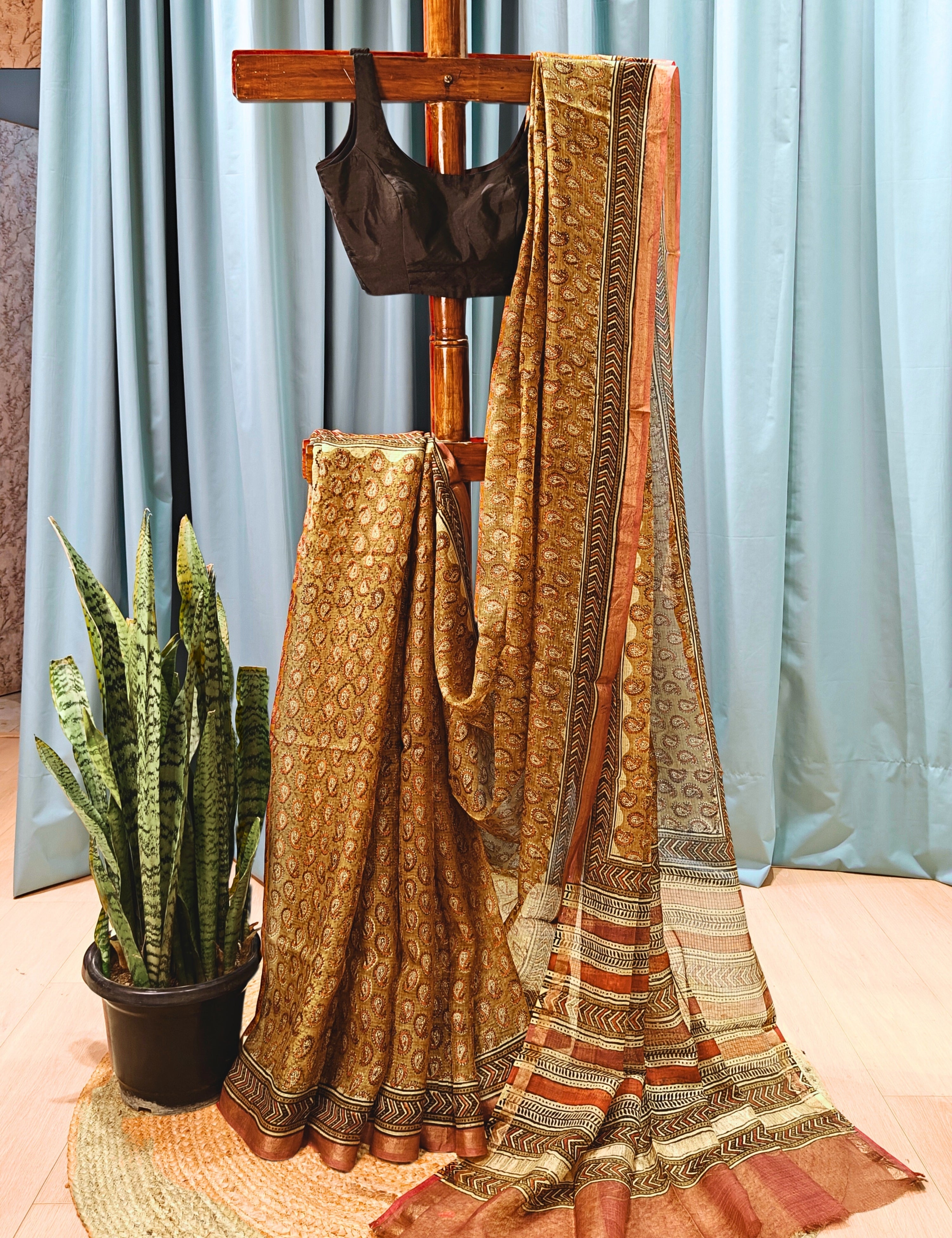 Vatika Red Bagru Saree