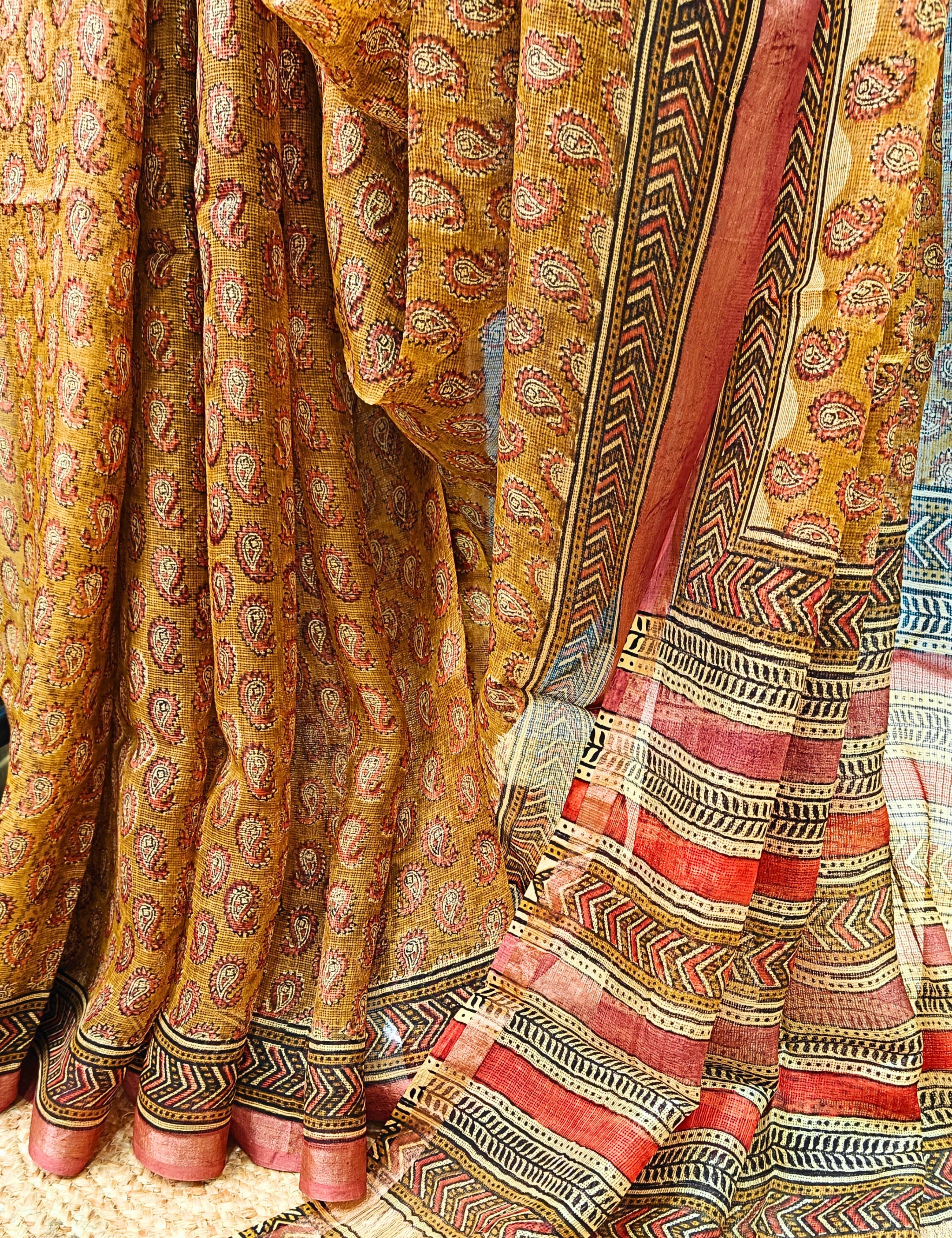 Vatika Red Bagru Saree