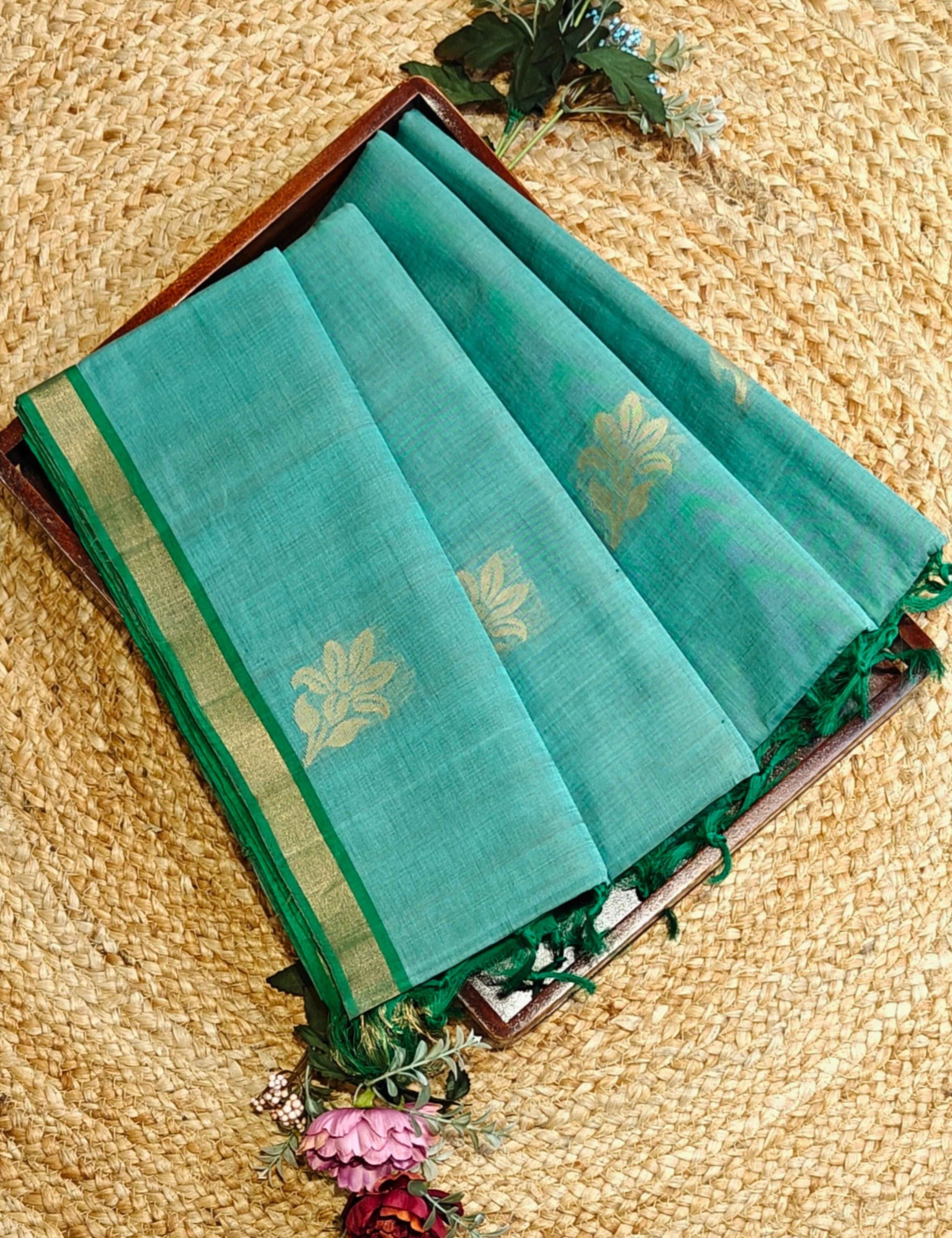 Sea-Green Negamam Cotton Saree