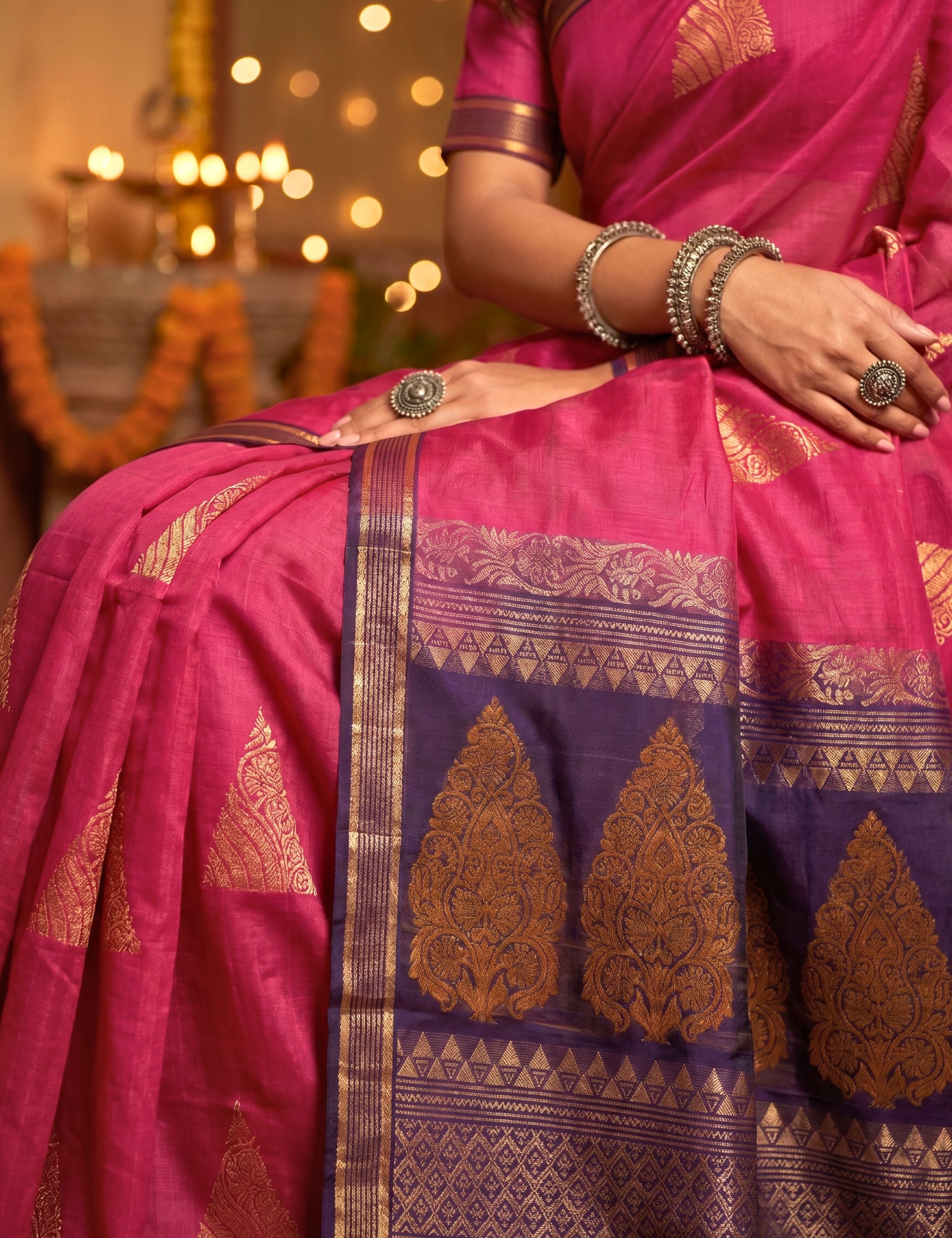 Fuchsia Negamam Cotton Saree